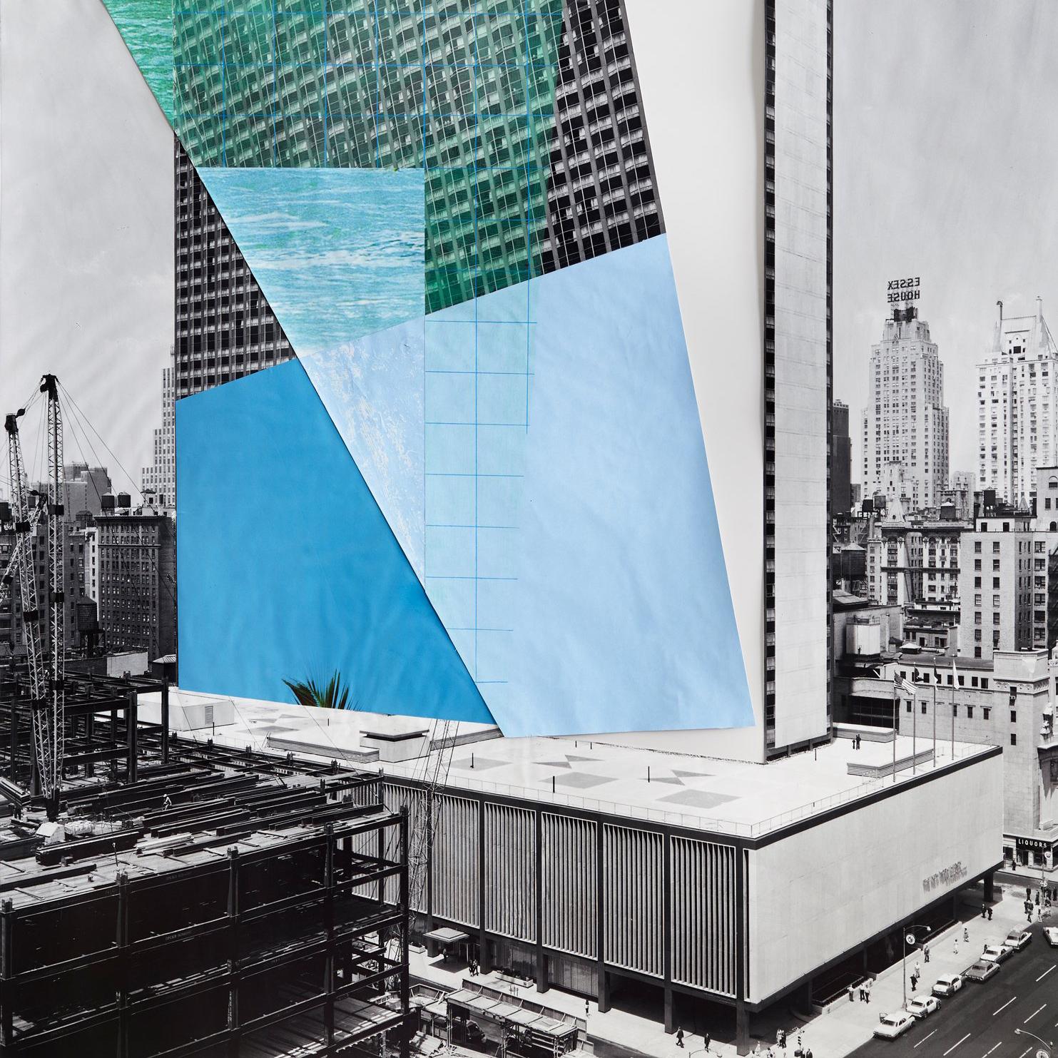 Facade 2, Architecture, New York, Color pencil and collage on digital print - Contemporary Mixed Media Art by Julie Boserup