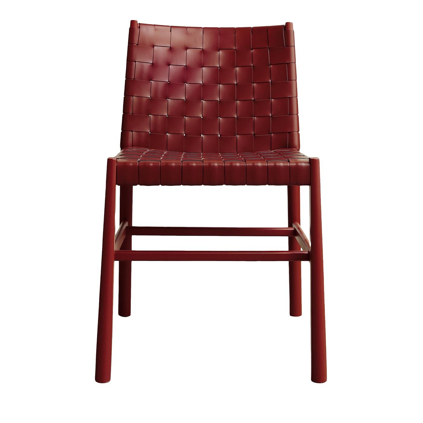 Julie Burgundy Leather Chair By Emilio Nanni In New Condition For Sale In Milan, IT