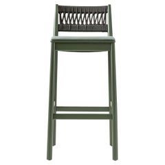 Julie Dark Green Stool with Upholstered Seat by Emilio Nanni