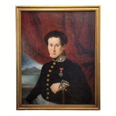 Charles X Oil on canvas, French Military Officer, Legion of Honor