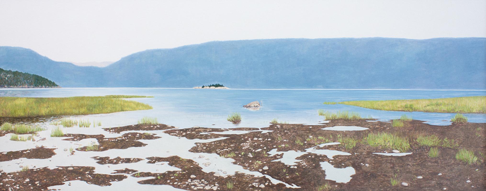 Julie Desmarais Landscape Painting - Marée basse à l’Anse Saint-Jean 2 (Parc Régional de la rivière Saguenay, Québec)