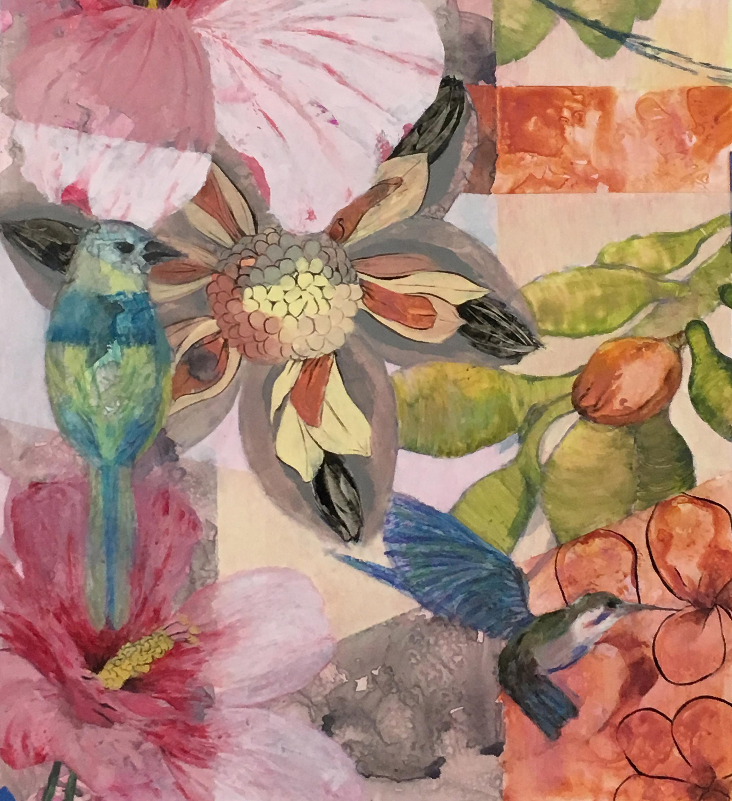 Hibiscus and Hummers Tecnica mista su Yupo 40