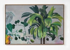 House Sitters huile sur papier Yupo Jardin florale 30 x 45  31 1/2 x 46 1/4 avec cadre