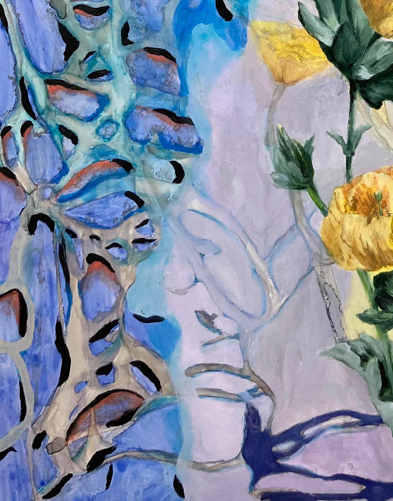 Schwertlilien     Tinte,  Aquarell, Öl auf Yupo-Papier 26 x 40   Gerahmt 31 ¼ x 45 ¼ (Amerikanischer Realismus), Art, von Julie England