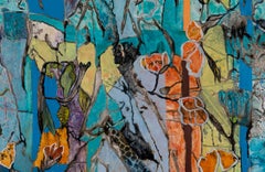 Wendy's Garden Trellis Tinte, Aquarell und Öl auf Yupo Botanical Series 26 x 40