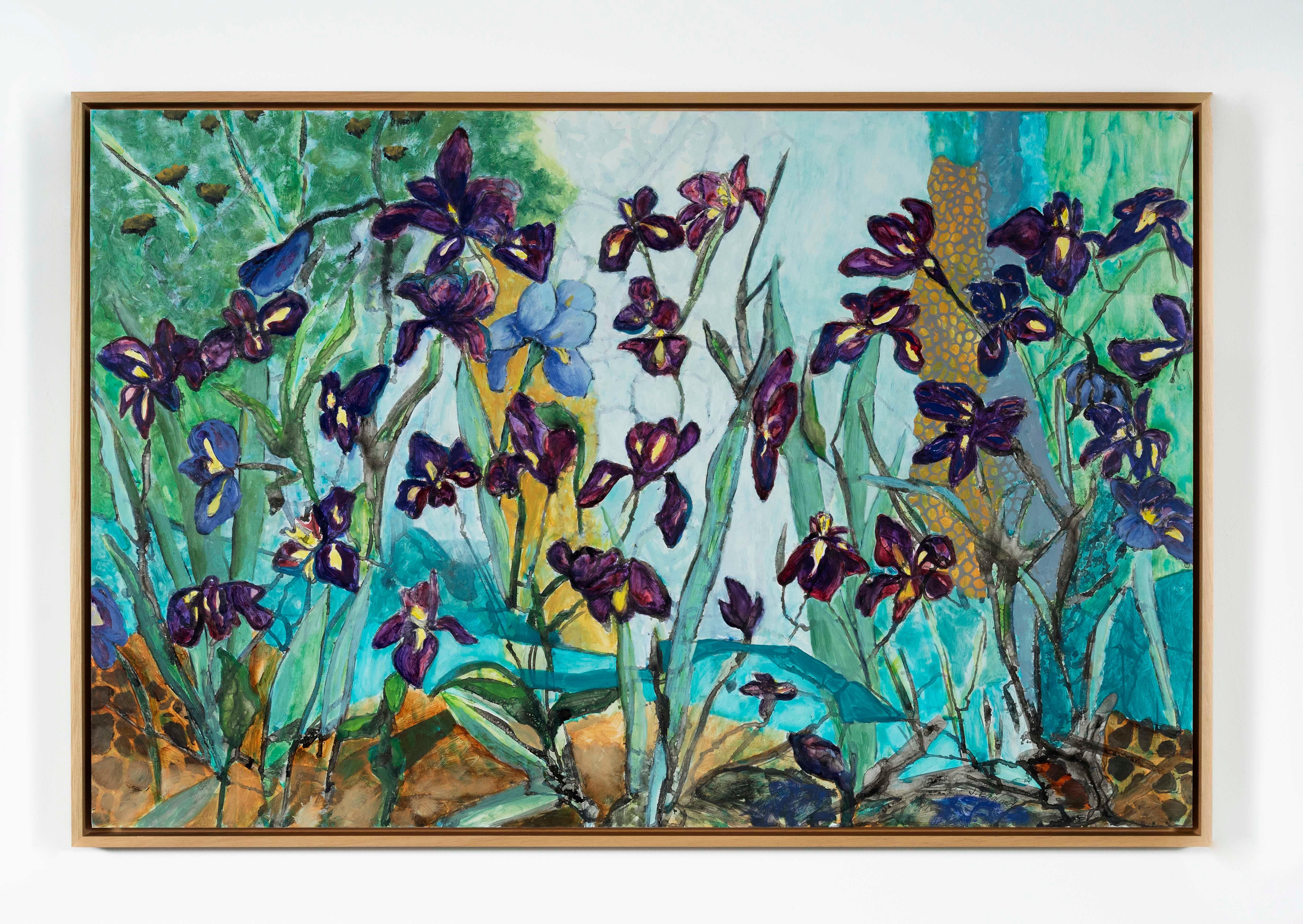 Wendy's Garden Trellis Tinte, Aquarell und Öl auf Yupo Botanical Series 26 x 40 im Angebot 2