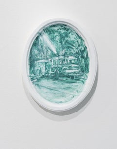 Julie Green, Hose, 2018, acrylic on Chinet paper platter, 10 x 12.75 x 0.25"