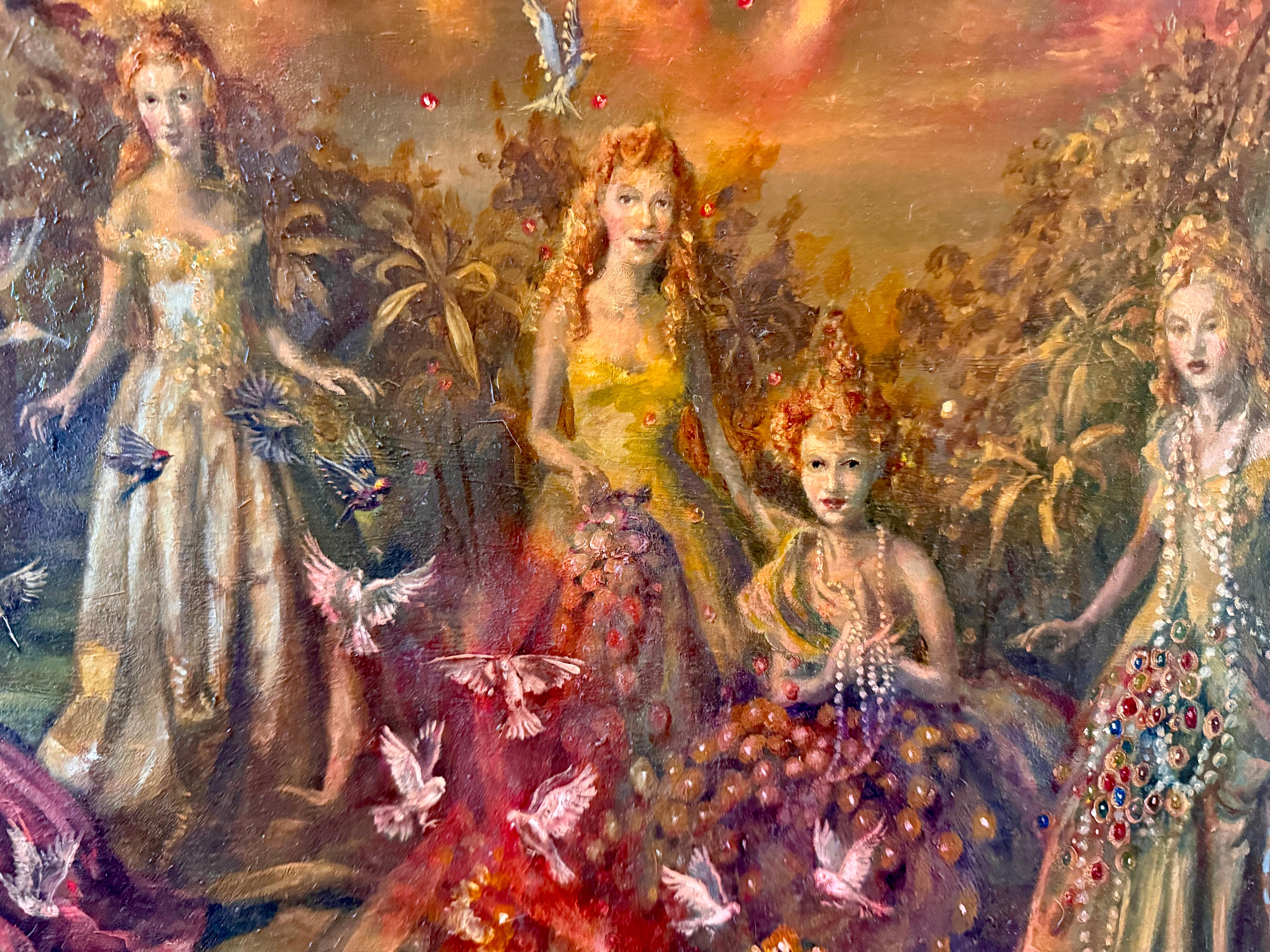 Selbstporträt als strahlender Körper, Öl auf Leinwand Gemälde von Julie Heffernan, 2004 im Angebot 14
