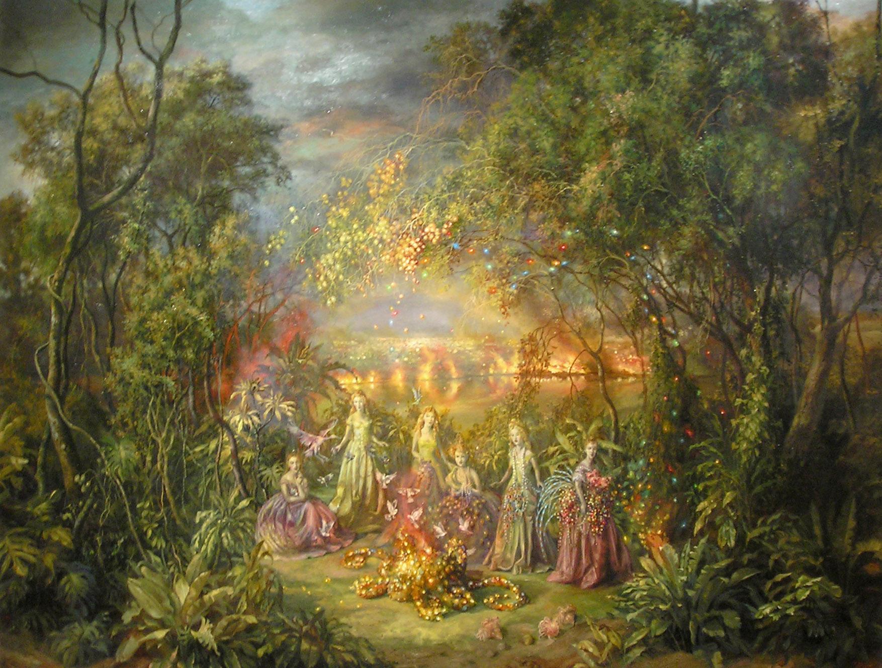 Selbstporträt als strahlender Körper, Öl auf Leinwand Gemälde von Julie Heffernan, 2004 im Angebot 5