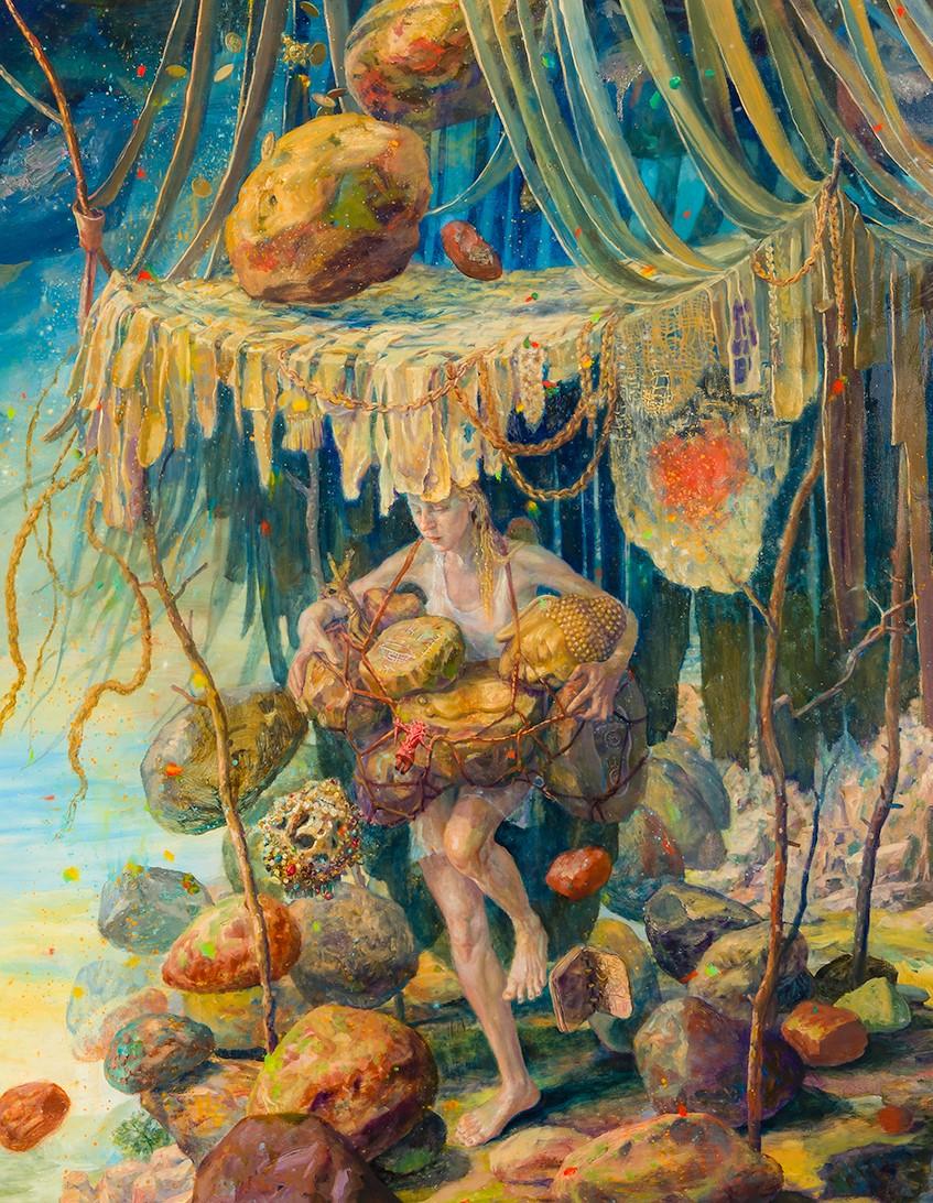 Selbstporträt mit Sanctuary – Painting von Julie Heffernan