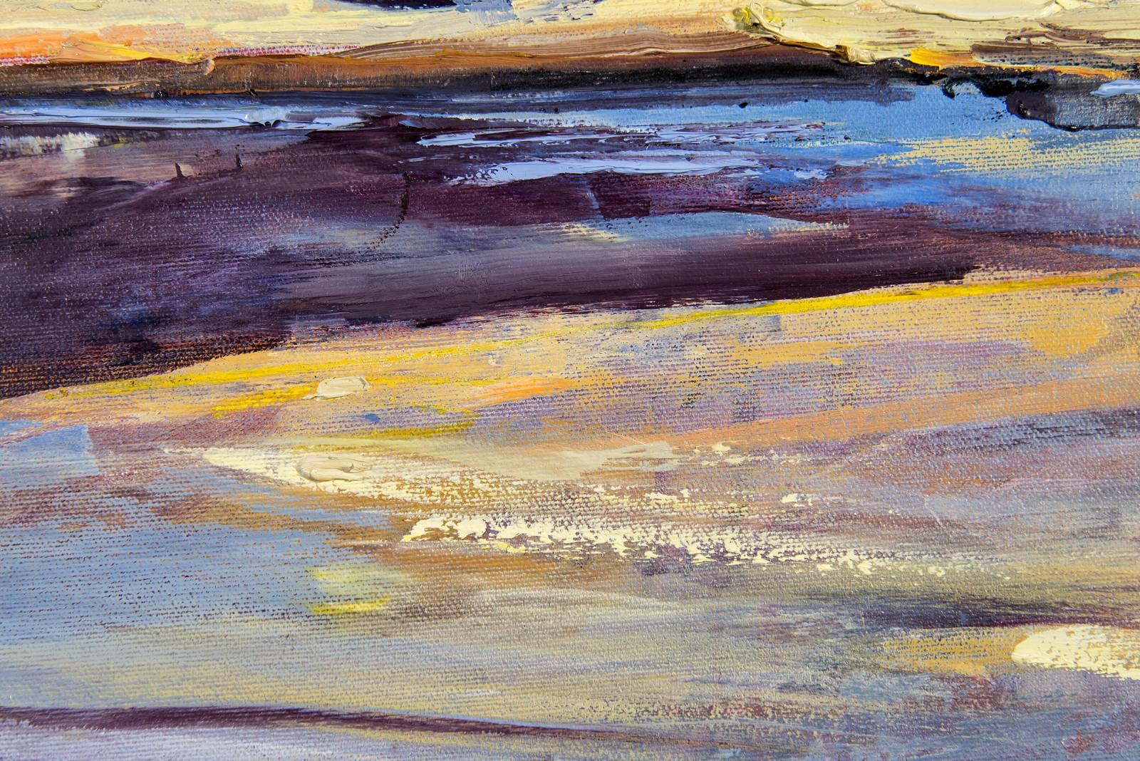 Base of a Long Told Story - small, expressive, gestural landscape, oil on canvas - Contemporary Painting by Julie Himel
