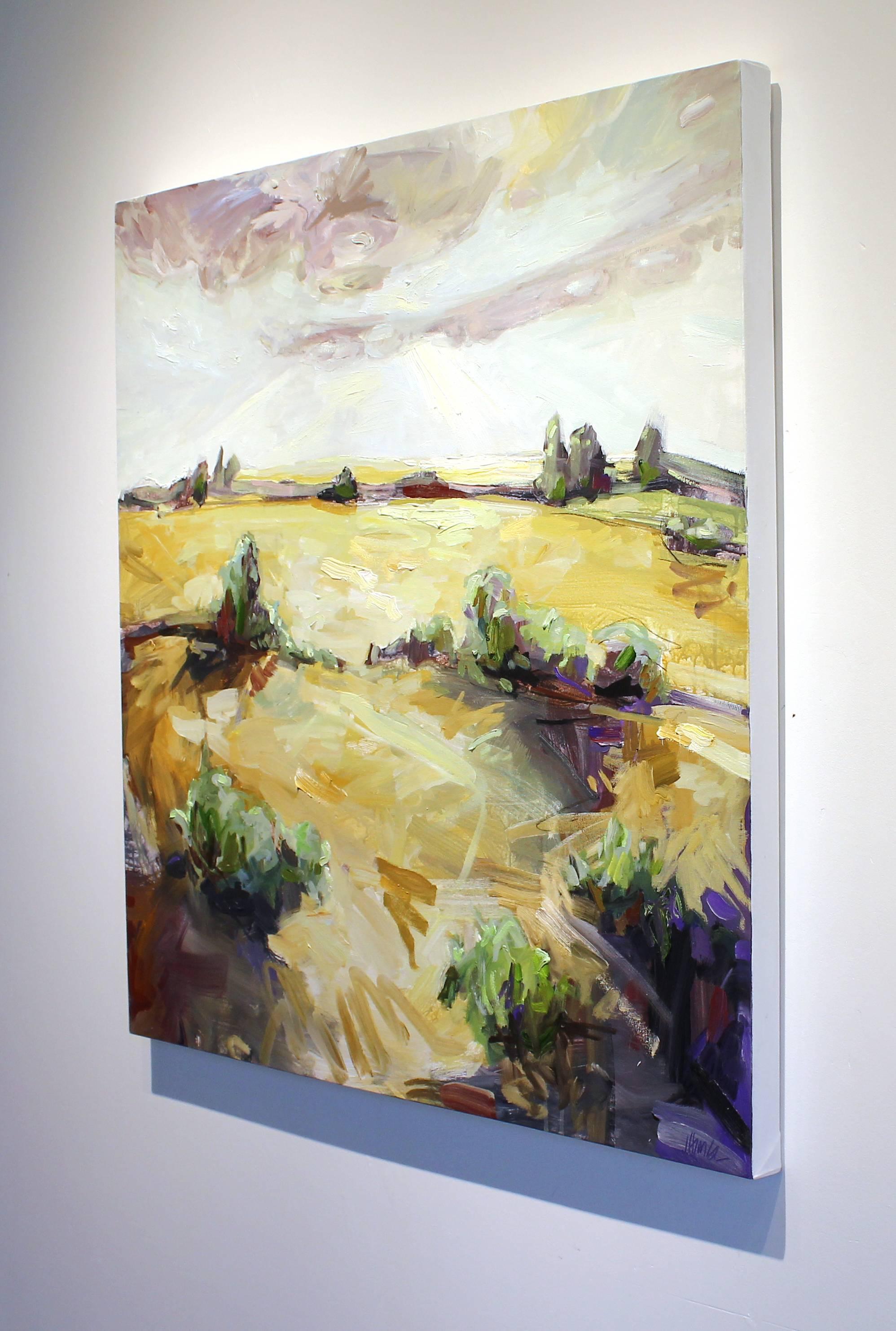 Enduring, oil and acrylic landscape painting on canvas - Contemporary Painting by Julie Himel