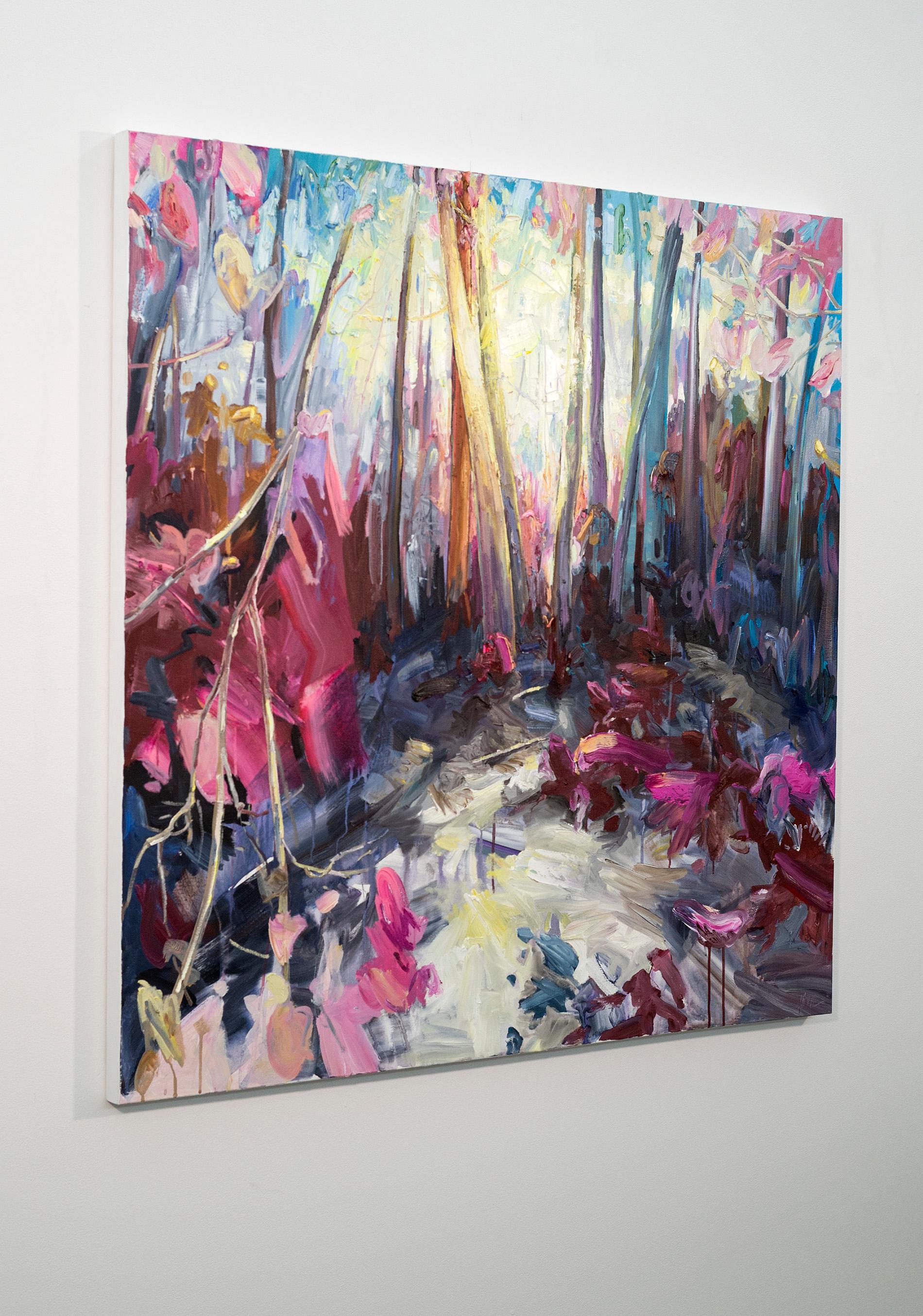 Seasonal Amnesia IV - vibrant, abstracted landscape, oil and acrylic on canvas - Contemporary Painting by Julie Himel
