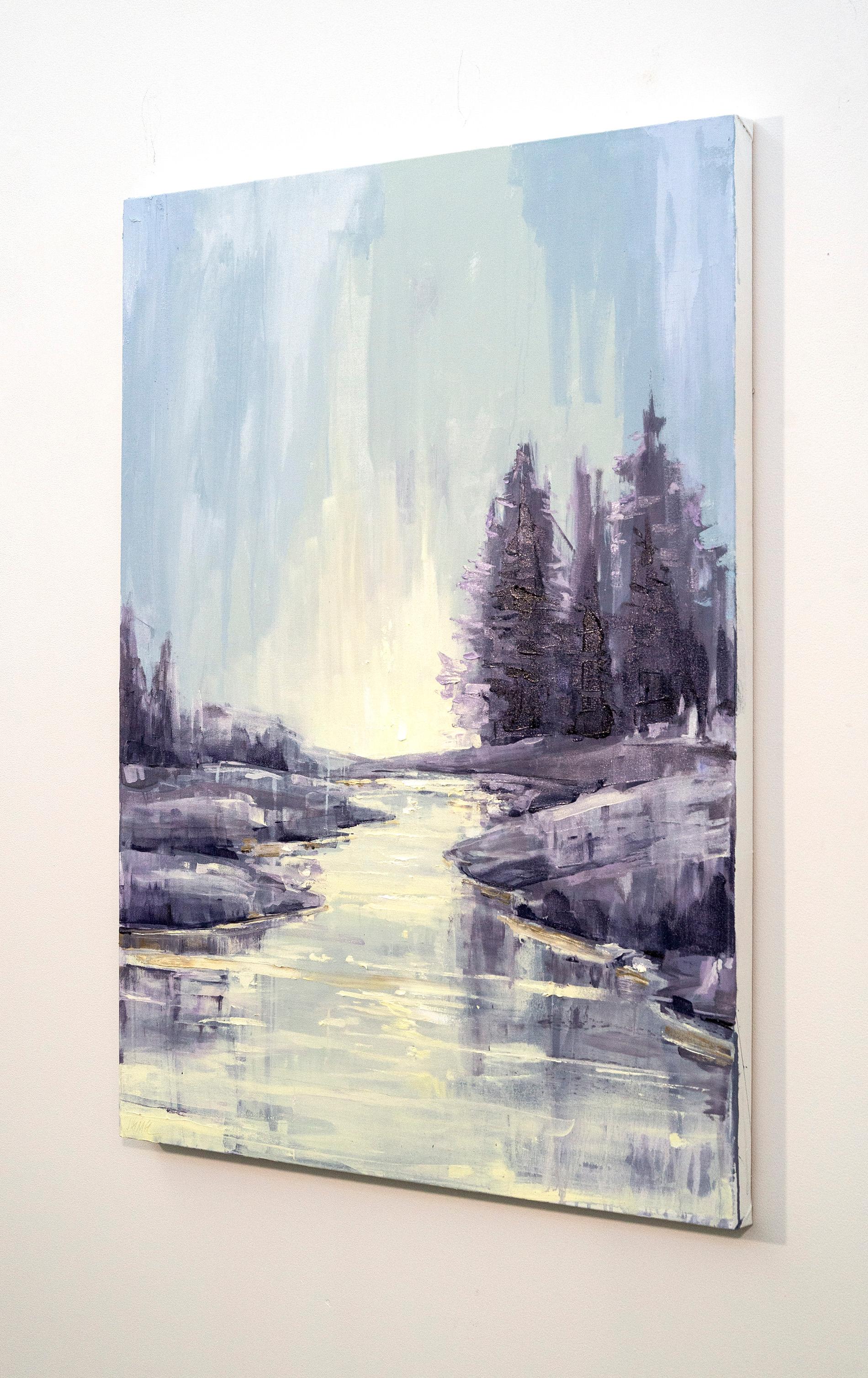 Übersetzungen der Stille – kühle, abstrakte Landschaft, Öl und Acryl auf Leinwand – Painting von Julie Himel