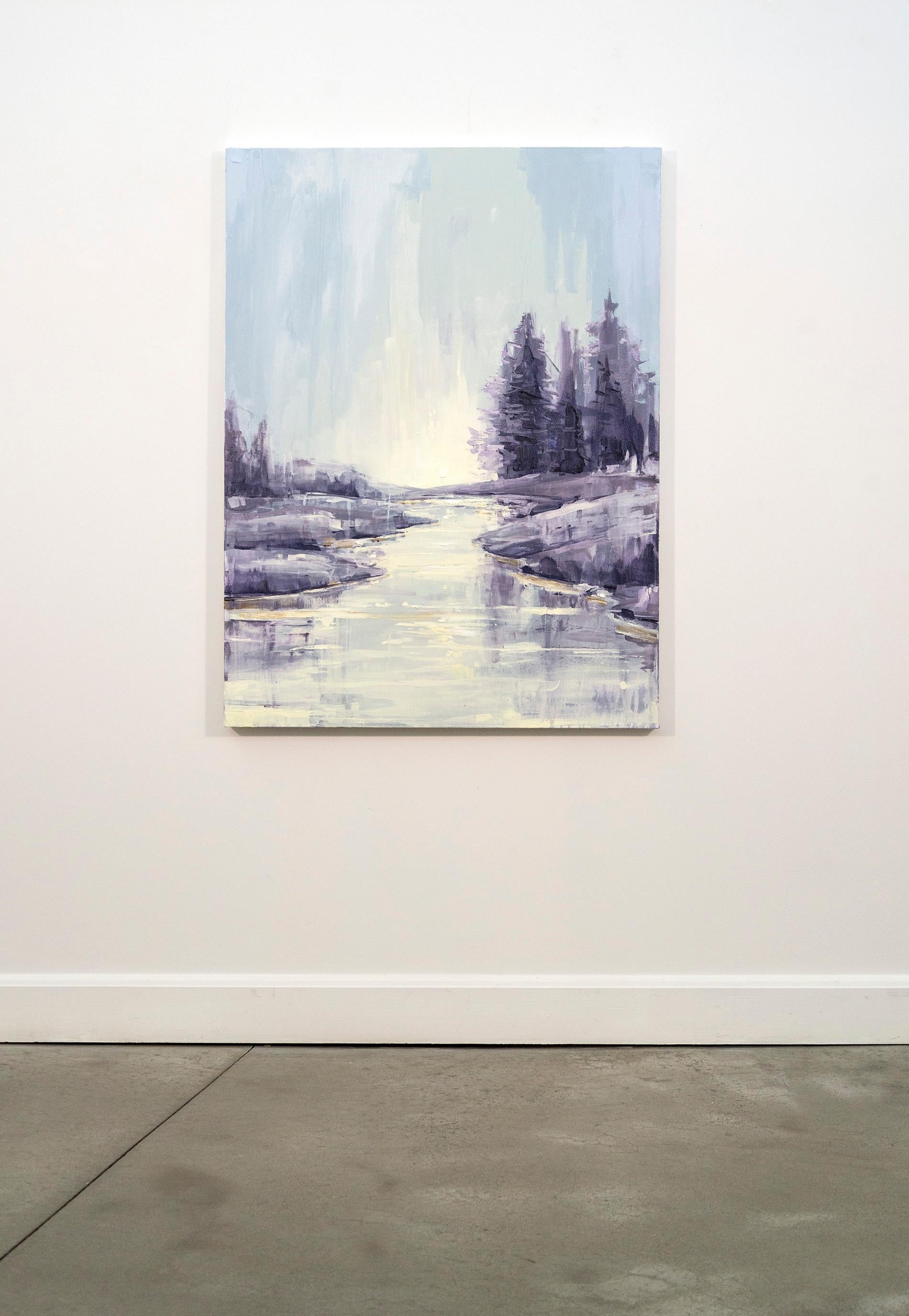 Translations of Silence - paysage abstrait et froid, huile et acrylique sur toile - Contemporain Painting par Julie Himel