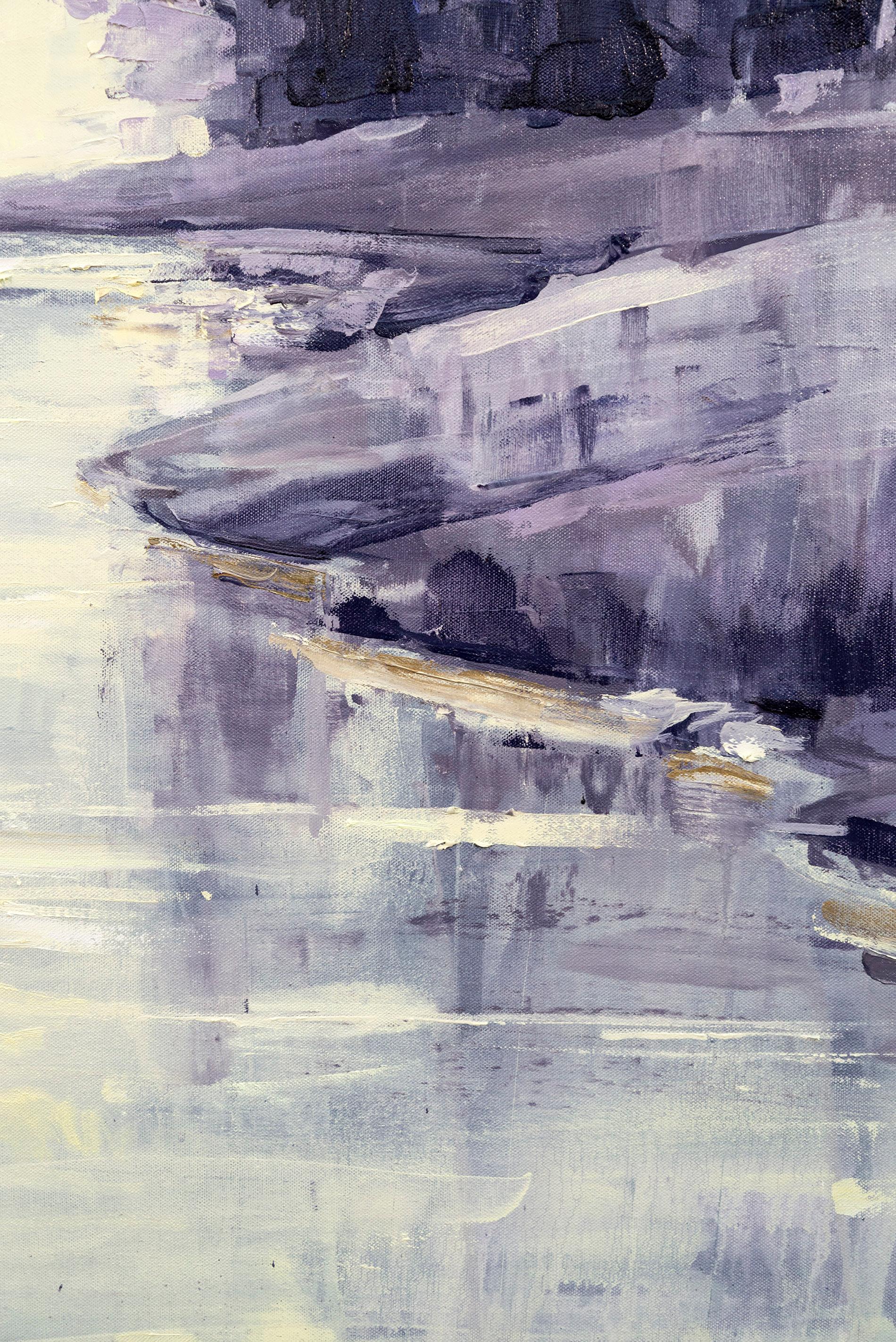Translations of Silence - paysage abstrait et froid, huile et acrylique sur toile en vente 3