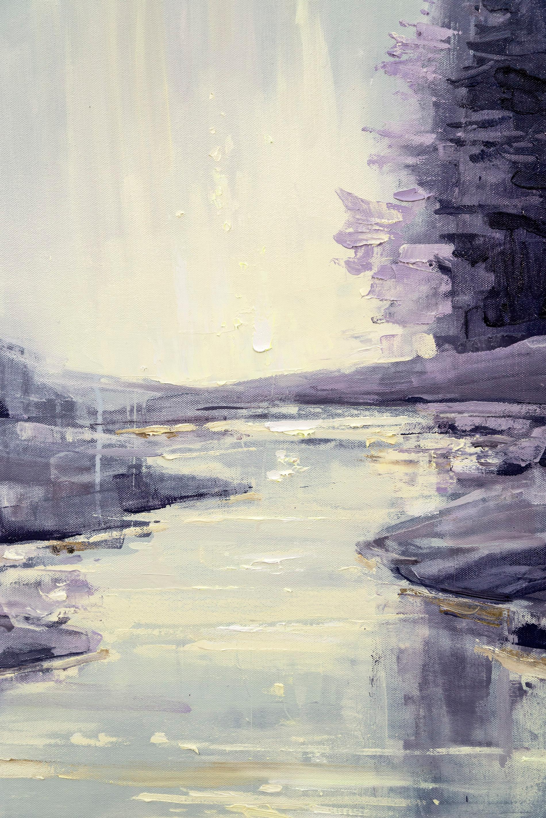 Translations of Silence - paysage abstrait et froid, huile et acrylique sur toile en vente 4