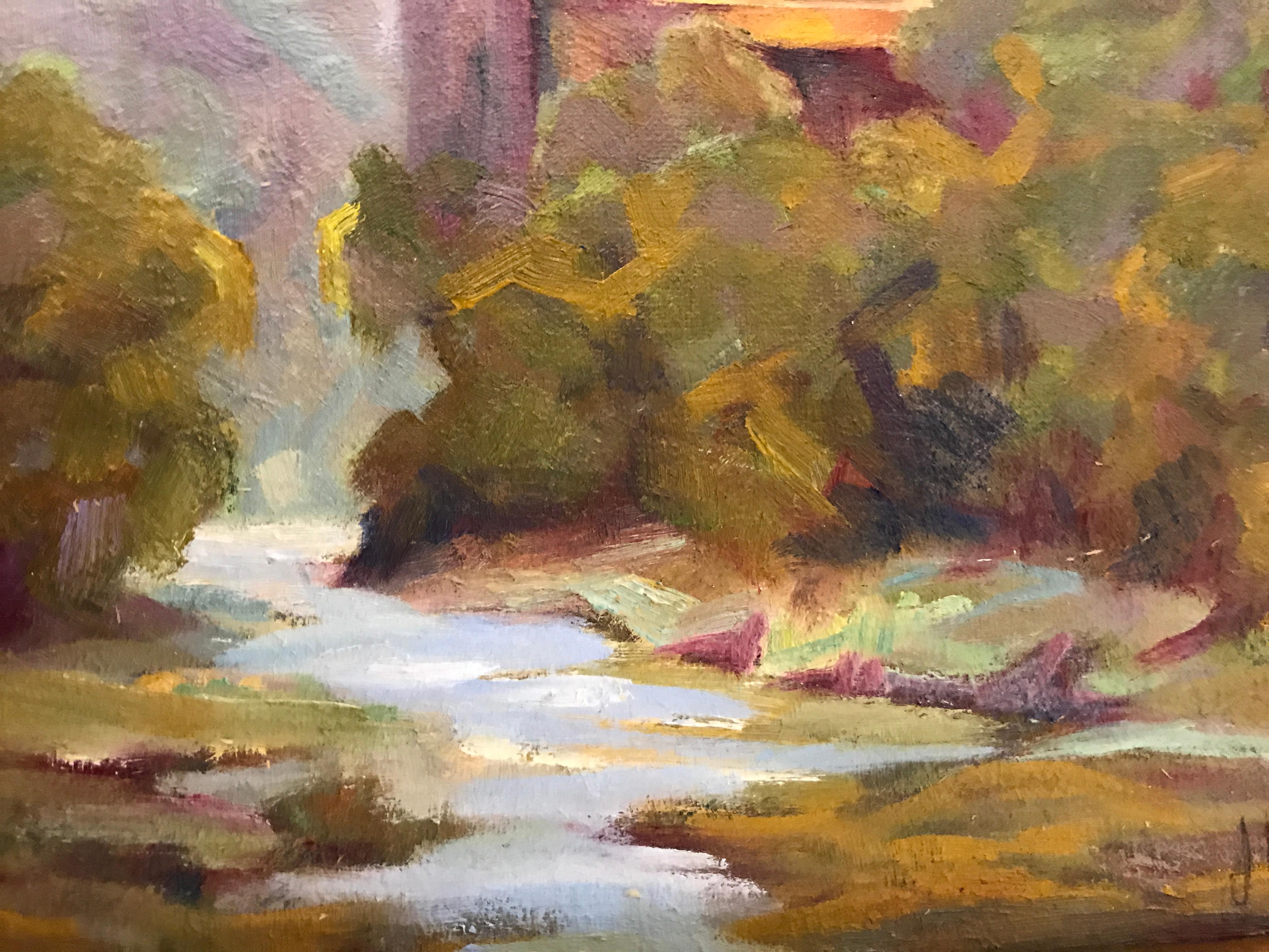 Lagrasse Afternoon by Julie Houck, Framed Oil on Linen Landscape Painting 3