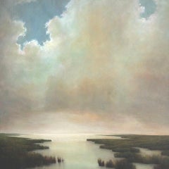 Silent Song von Julie Houck, postimpressionistische Landschaft, Ölgemälde, Wolken