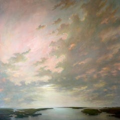 Llévame contigo de Julie Houck, Óleo cuadrado grande de paisaje sobre lino