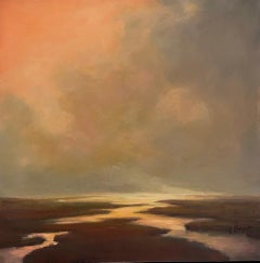The Calmness of Dawn von Julie Houck, postimpressionistische Landschaft, Ölgemälde