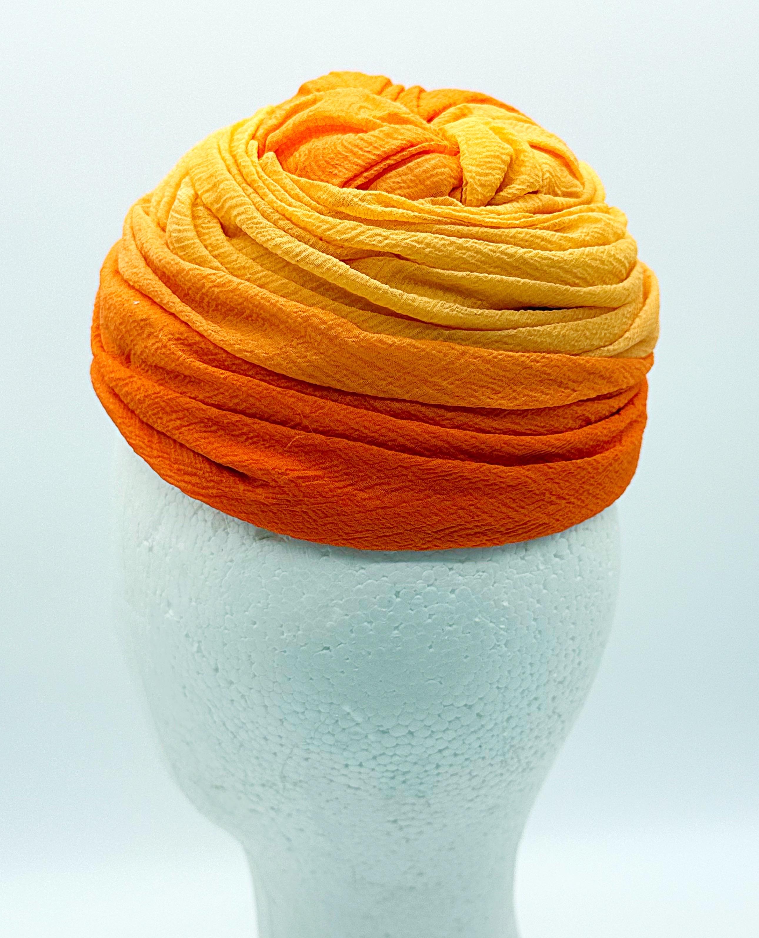 Julie, Inc. Sombrero turbante vintage de organza de seda ombré naranja de los años 60 de alta costura en venta 5