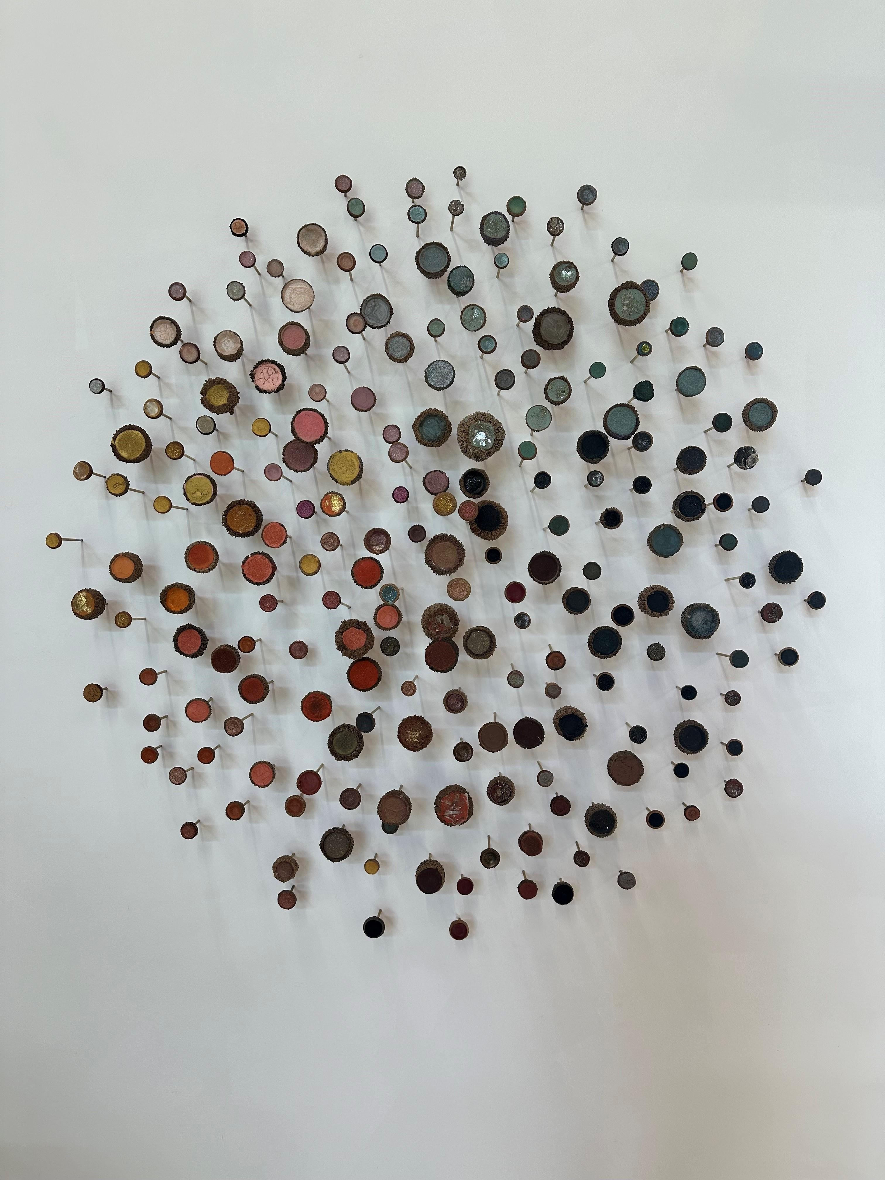 Elemental - Neon Yellow Pink Colorful Acorns Mixed Media Wall Sculpture, 2024 For Sale 9