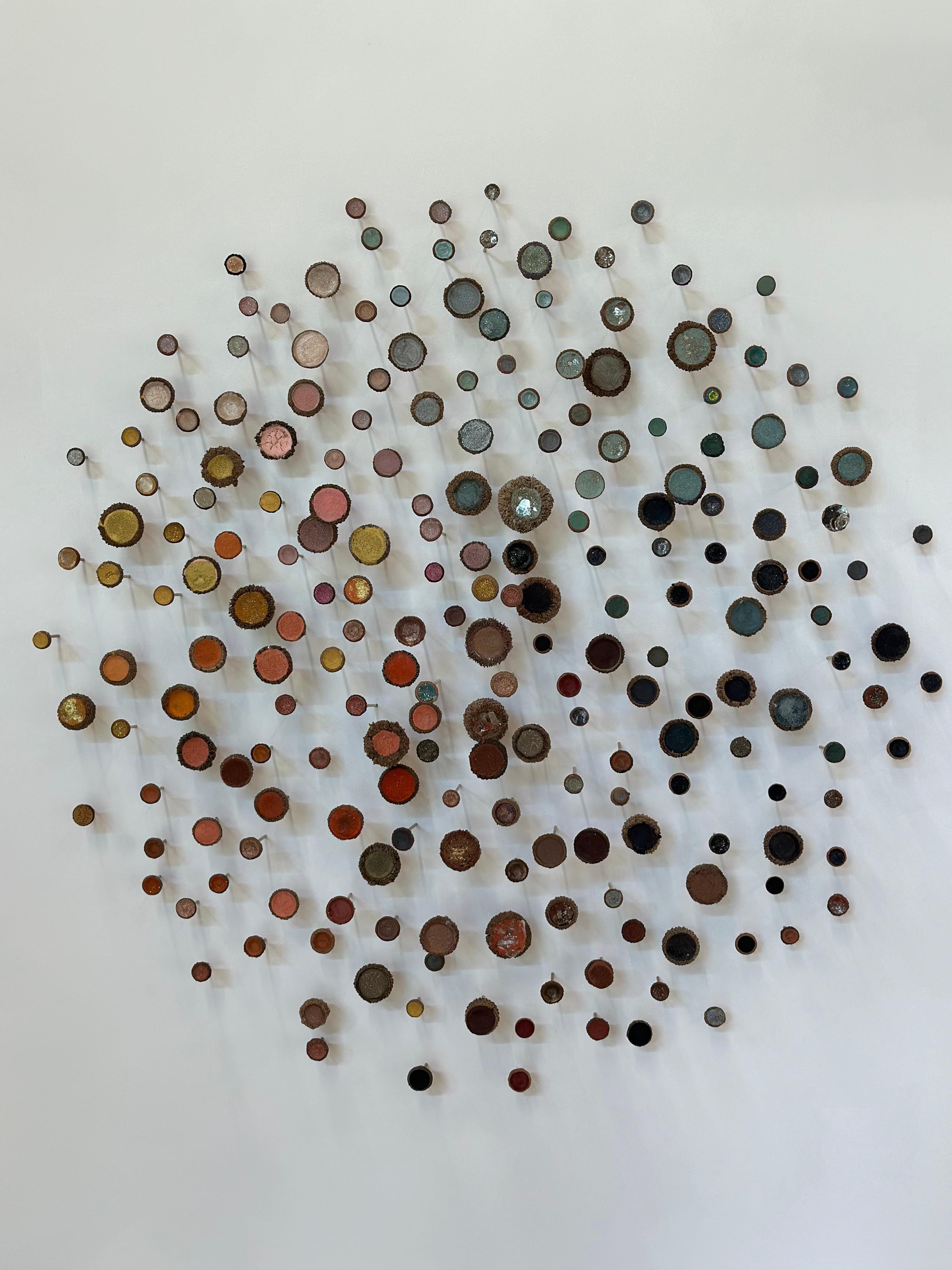 Elemental - Neon Yellow Pink Colorful Acorns Mixed Media Wall Sculpture, 2024 For Sale 16