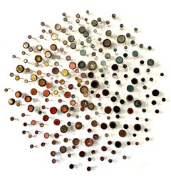 Elemental - Neon Yellow Pink Colorful Acorns Mixed Media Wall Sculpture, 2024