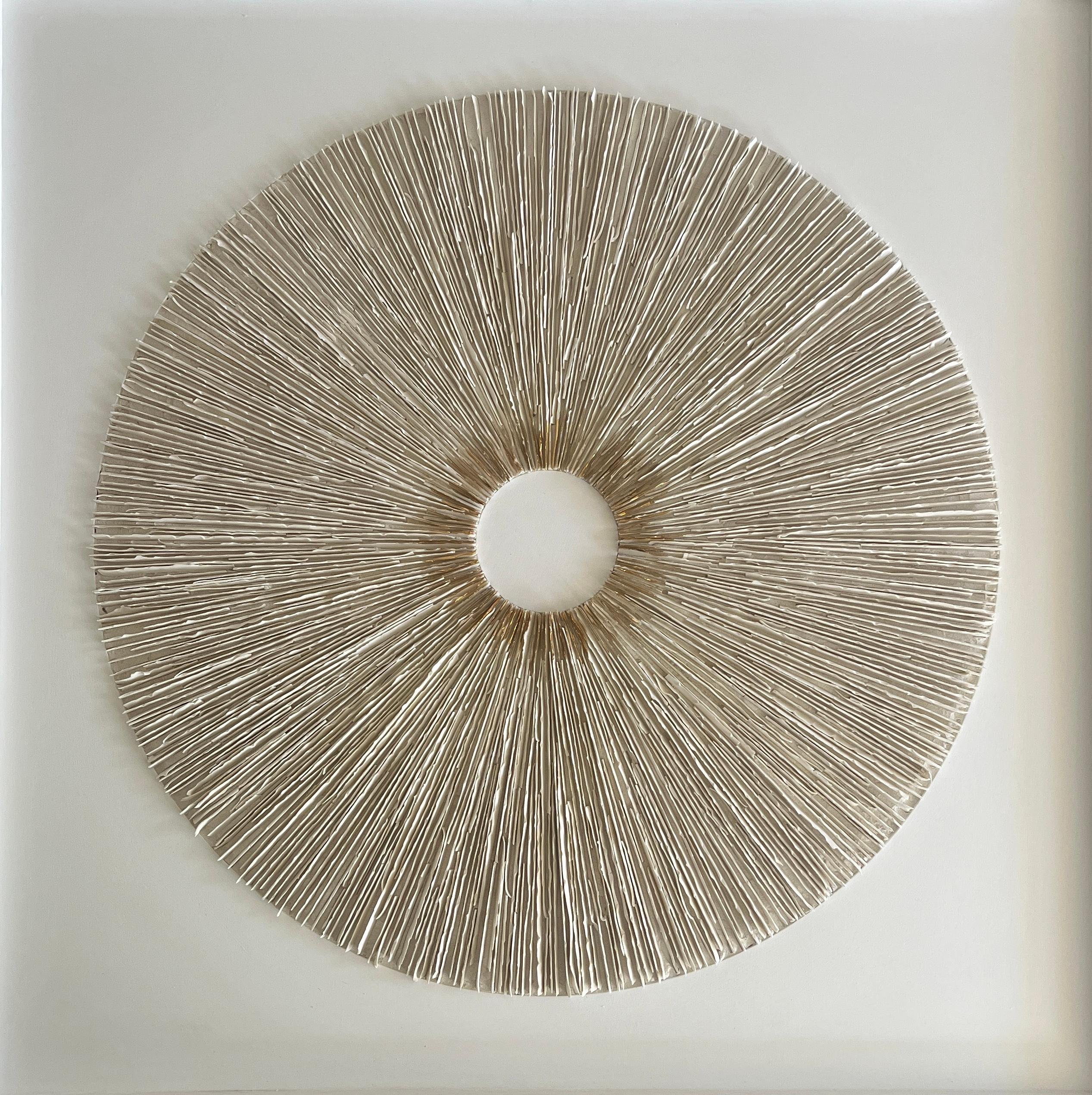 Fragile Edges, original, sculpture, thread, contemporary - Gray Abstract Sculpture by Julie Massie