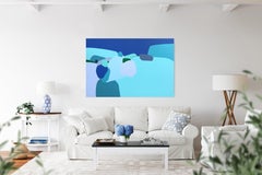 A New Wind Blows - Large Tranquil Blue Abstract Painting Ready to Hang