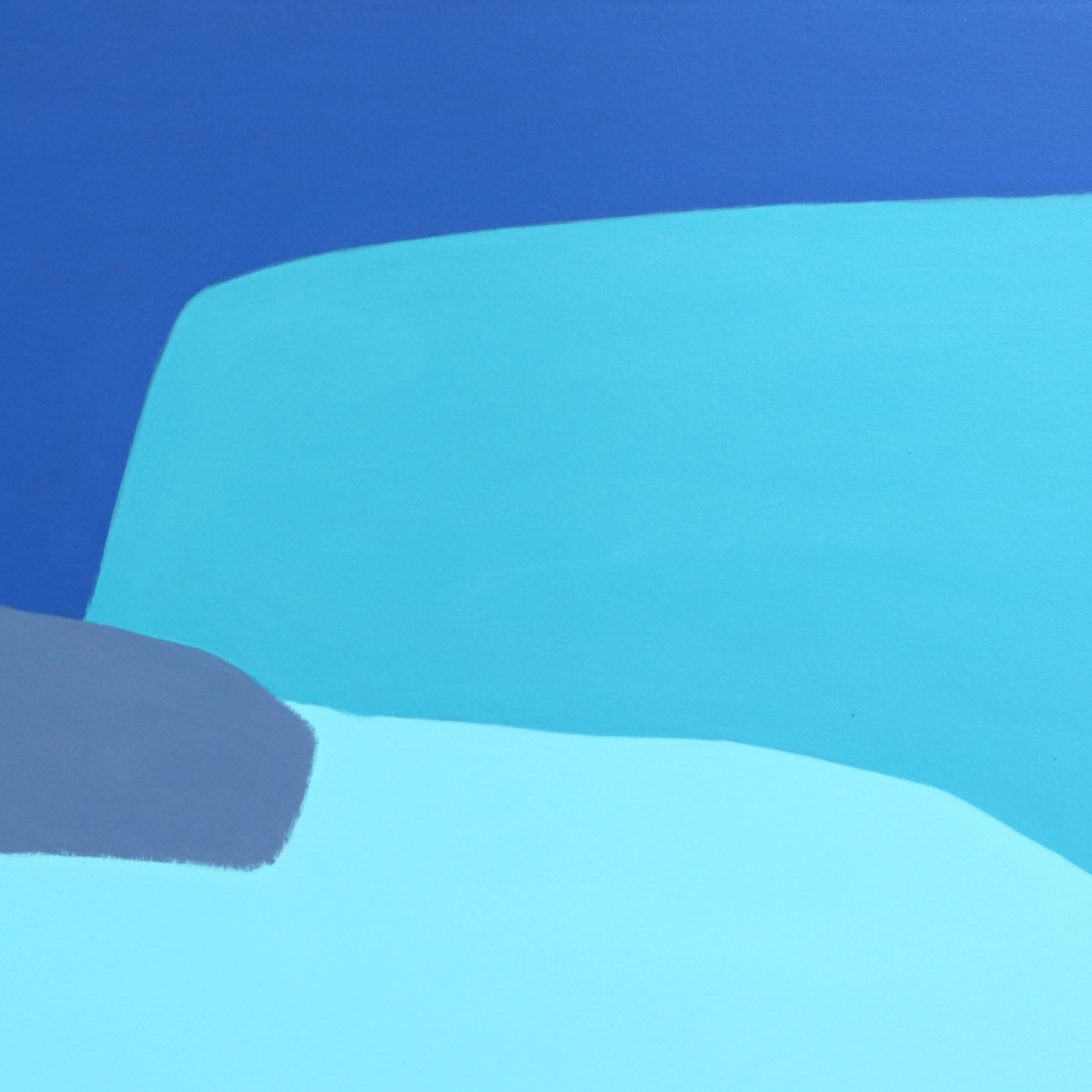 A New Wind Blows - Grande peinture abstraite bleue en Tranquil prête à accrocher en vente 2