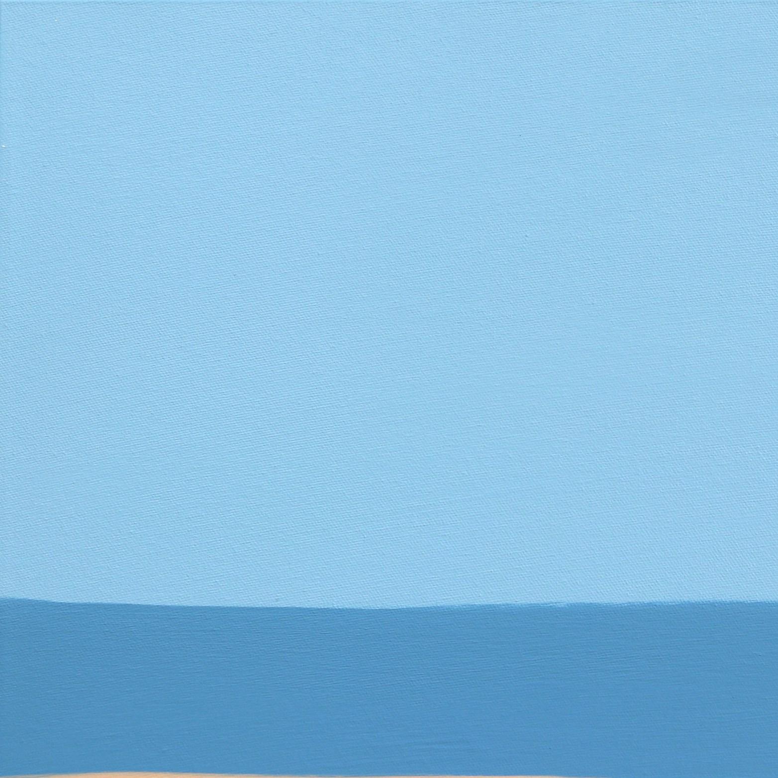 The Counting the Days - Tranquille peinture abstraite colorée bleu et Brown - Abstrait Painting par Julie Naima