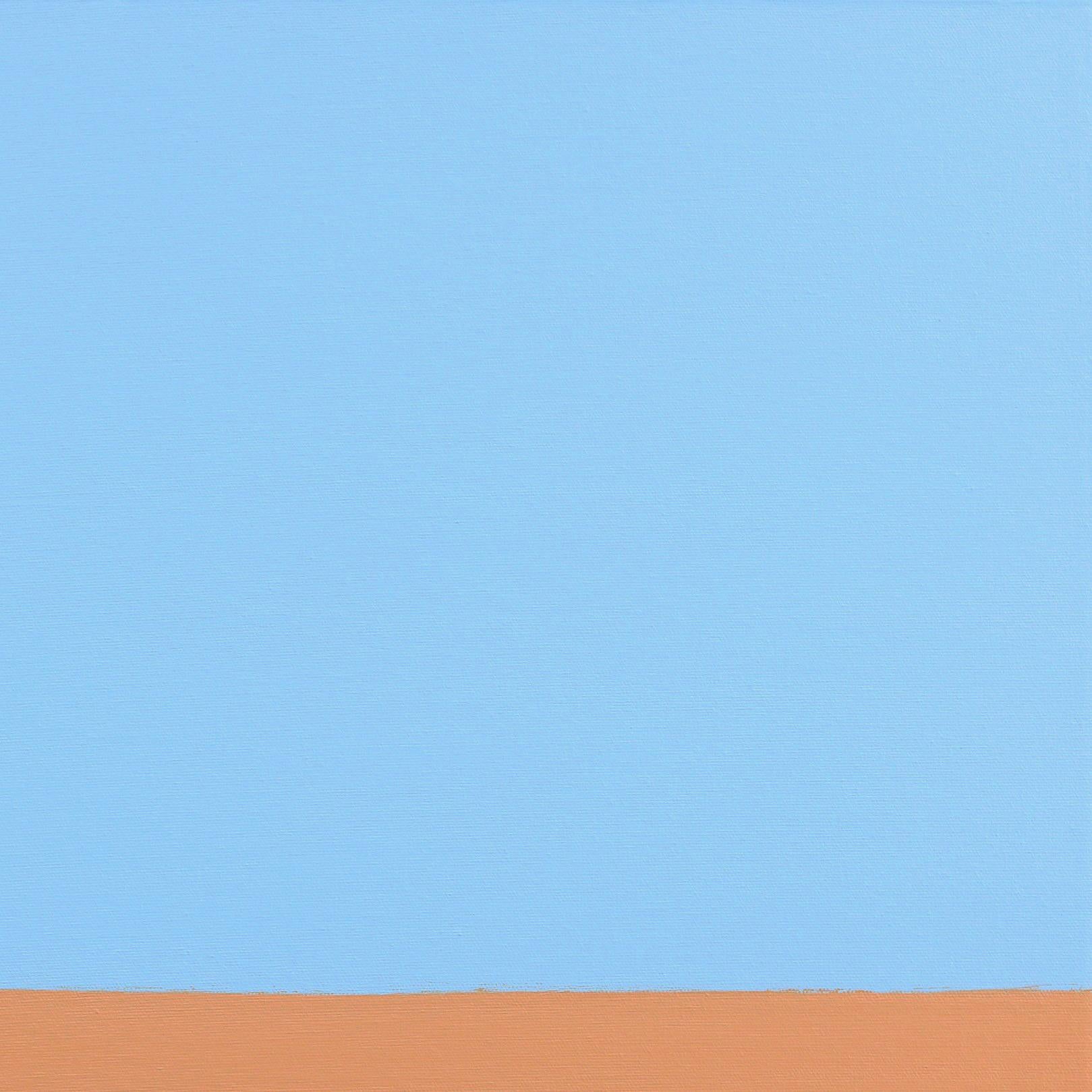 The Counting the Days - Tranquille peinture abstraite colorée bleu et Brown en vente 1
