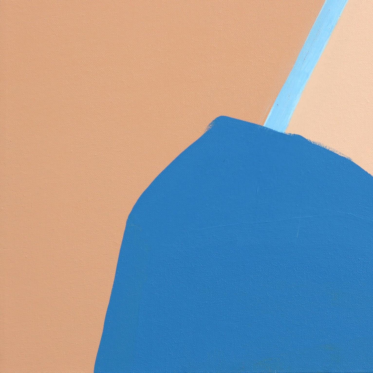 The Counting the Days - Tranquille peinture abstraite colorée bleu et Brown en vente 3
