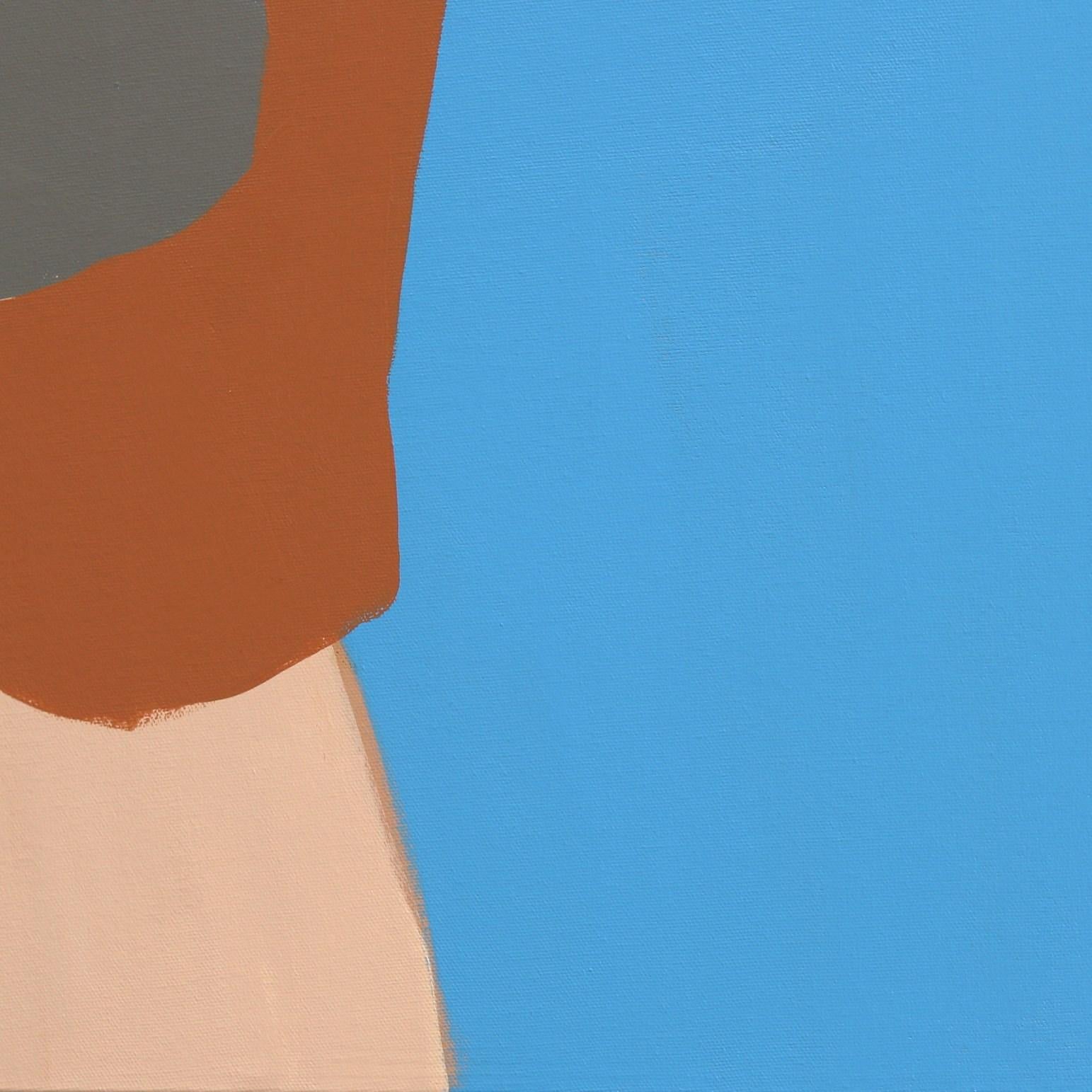 The Counting the Days - Tranquille peinture abstraite colorée bleu et Brown en vente 4