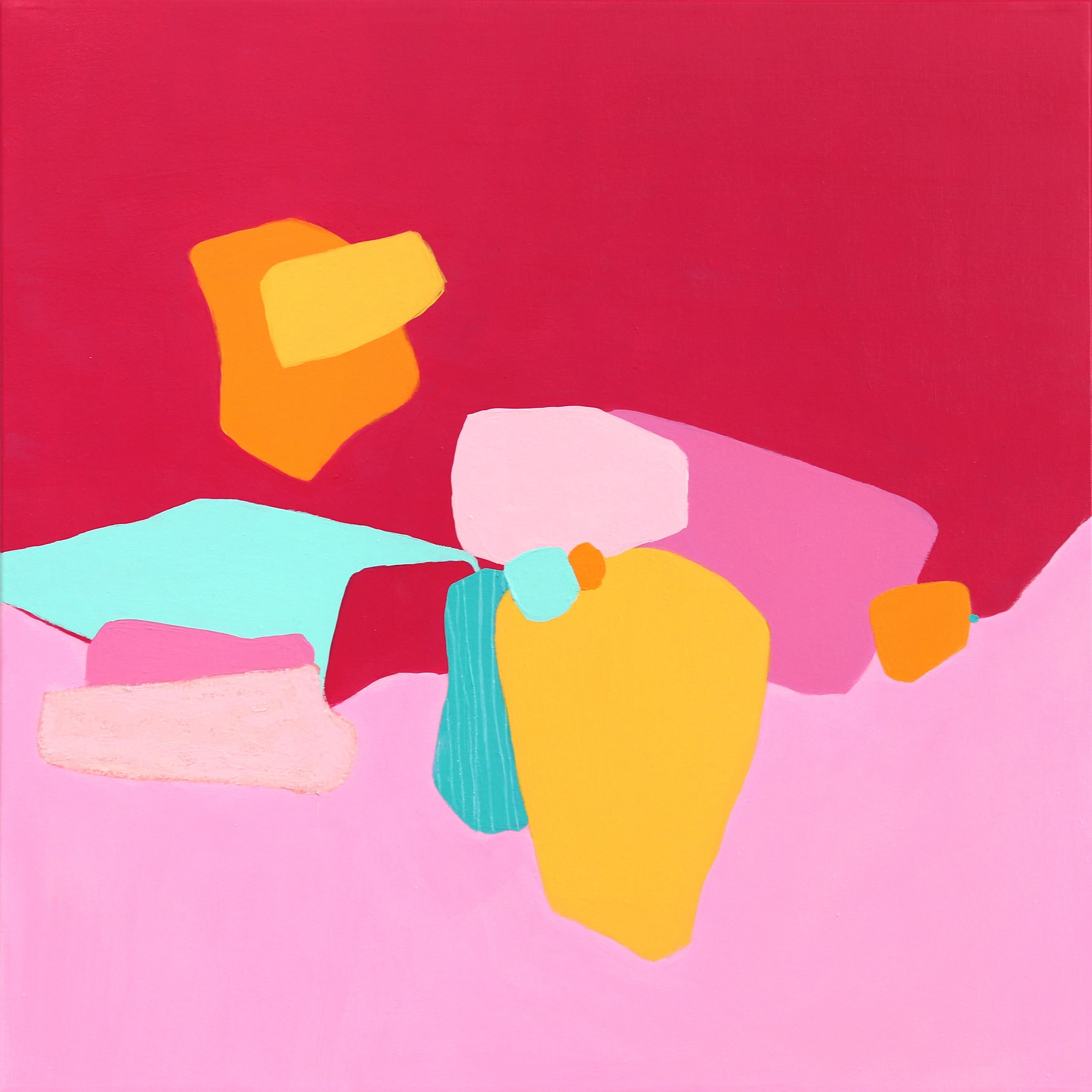 Atrévete a jugar 1 - Pintura abstracta de colores vibrantes y formas orgánicas lúdicas