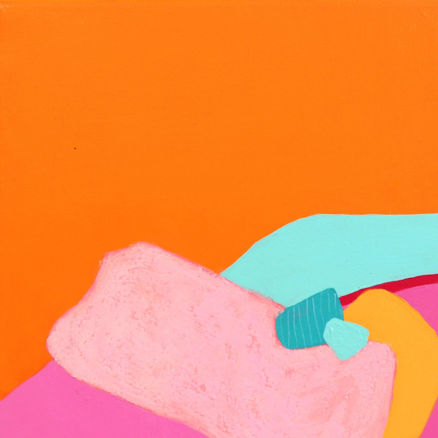 Atrévete a jugar 2 - Pintura abstracta de colores vibrantes y formas orgánicas lúdicas - Painting Abstracto de Julie Naima