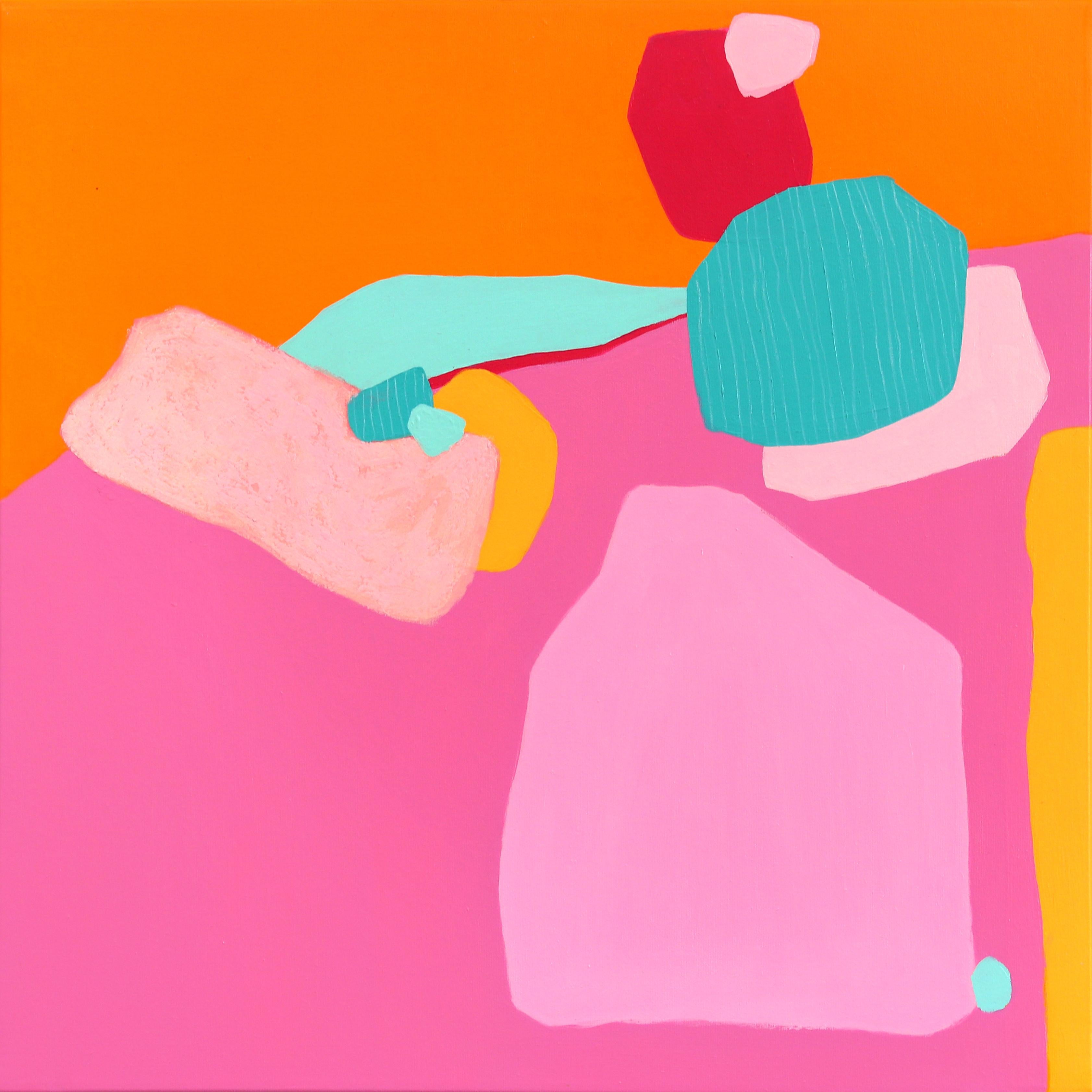 Atrévete a jugar 2 - Pintura abstracta de colores vibrantes y formas orgánicas lúdicas