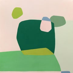 Kissengespräch I – Tranquil Grünes, Neutral, abstraktes, abstraktes Gemälde
