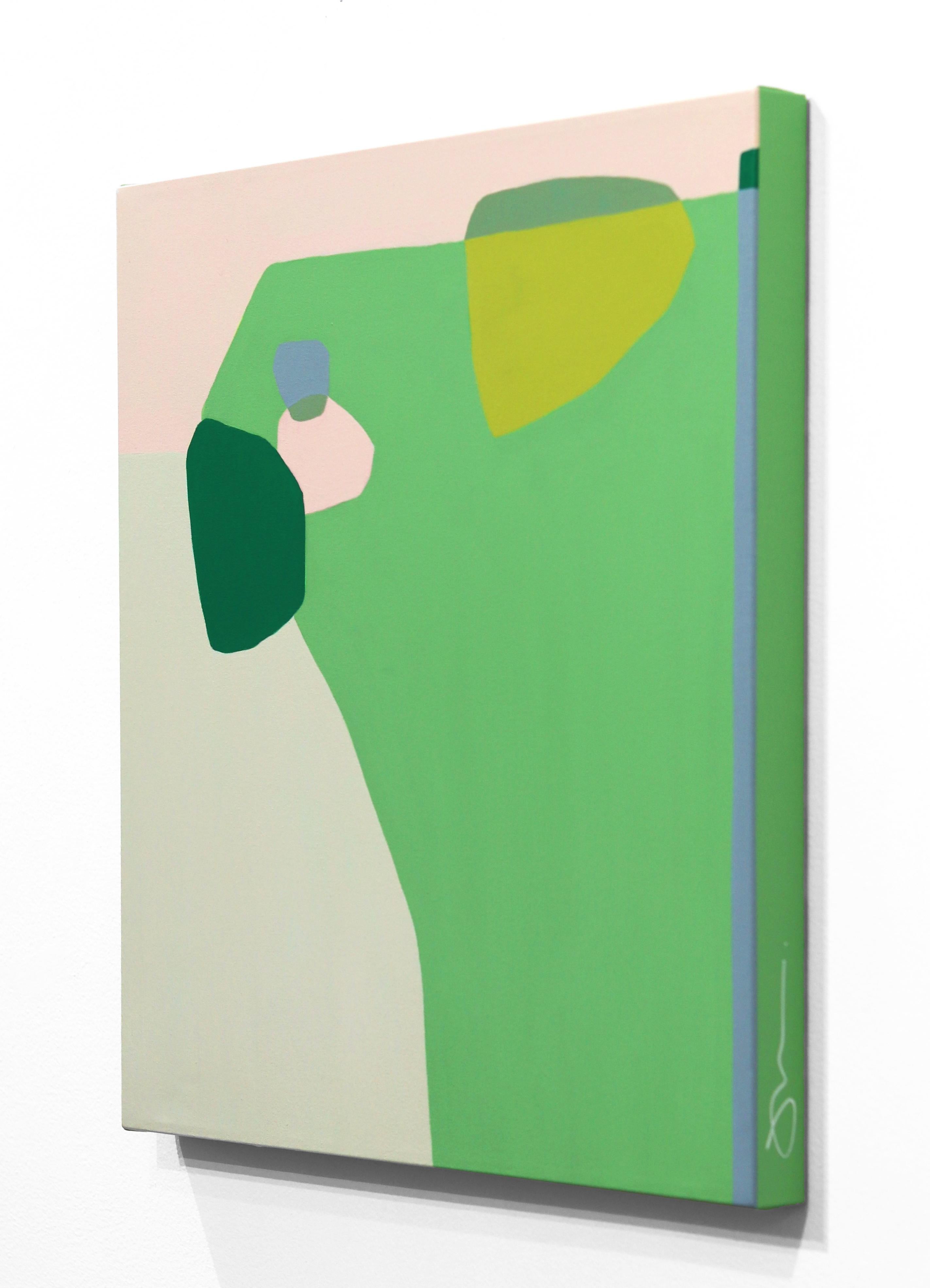 Pillow Talk II - Tranquil - Peinture abstraite verte colorée en vente 1