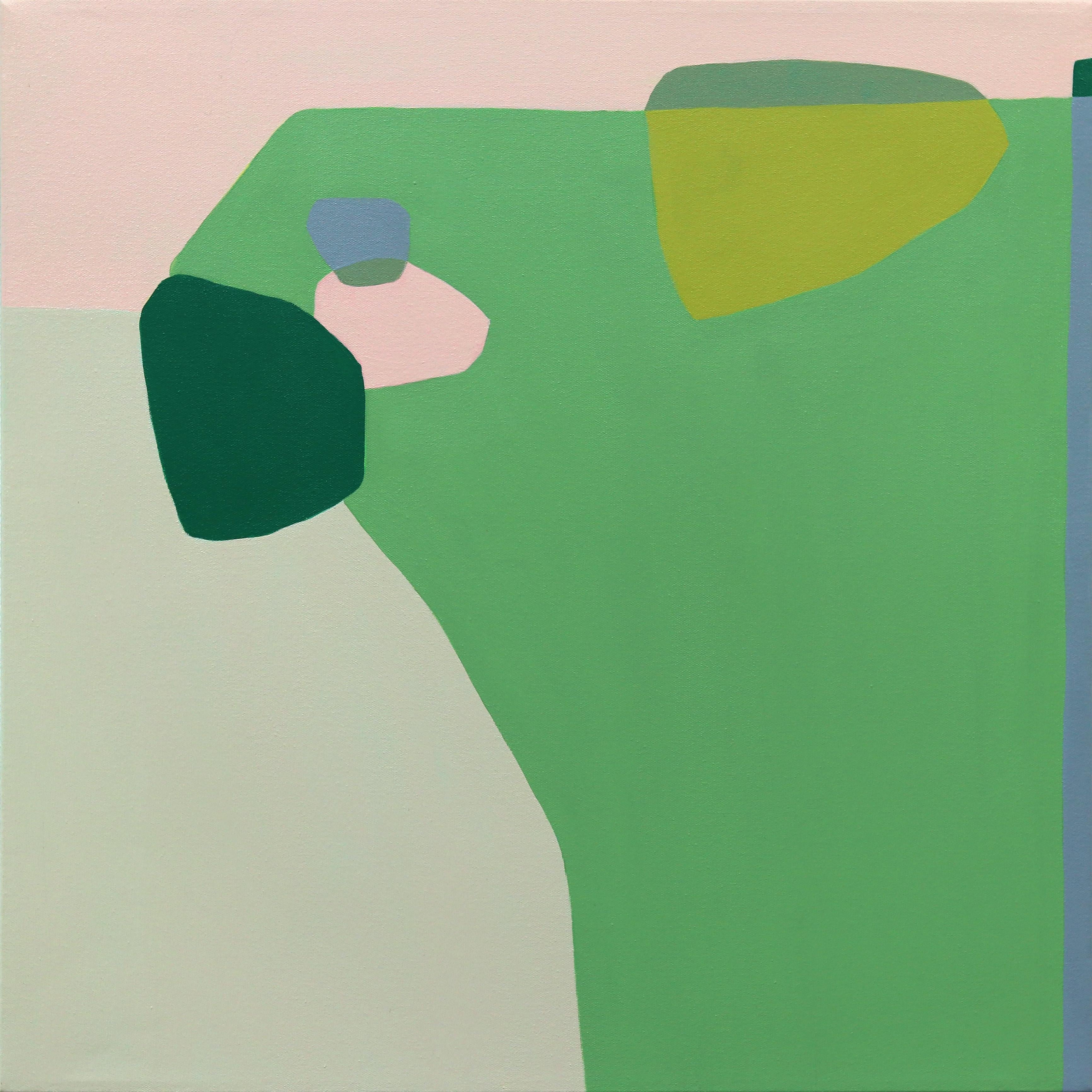 Pillow Talk II - Tranquil - Peinture abstraite verte colorée - Art de Julie Naima