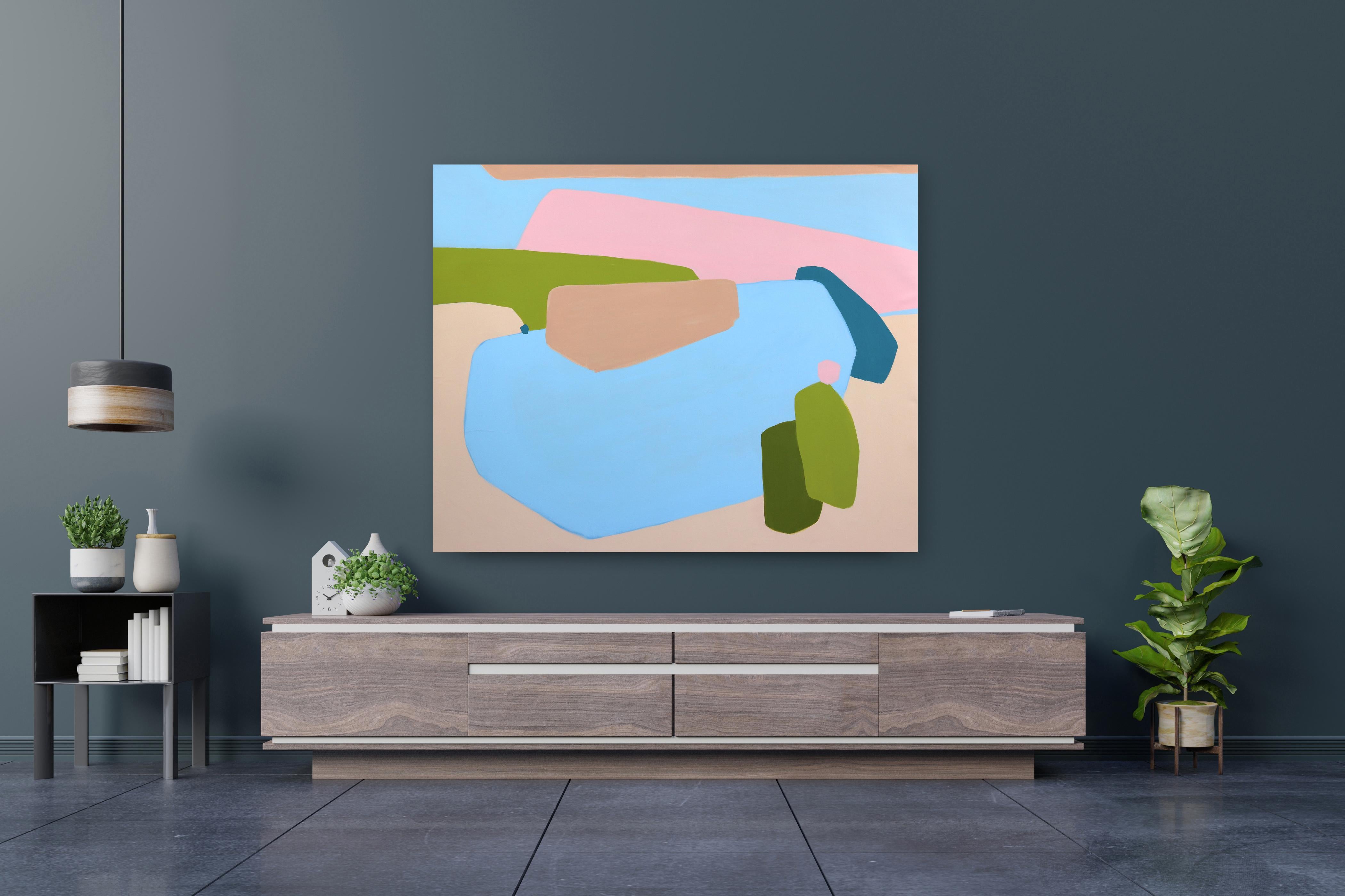 Shoes Are Optional - Large Tranquil Earth Tones Neutral Abstract Painting For Sale 2