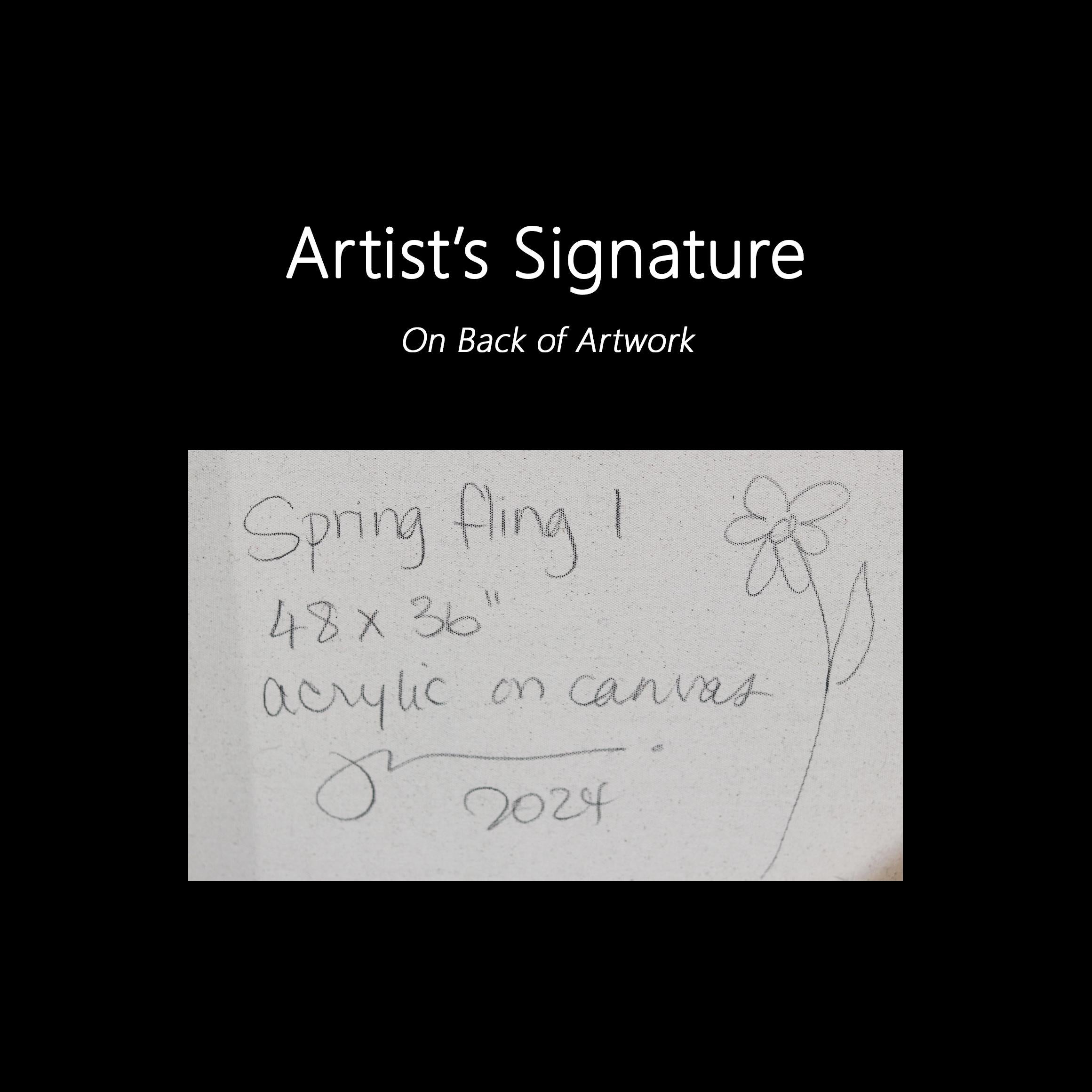 Spring Fling 1 - Grande peinture abstraite colorée en vente 6