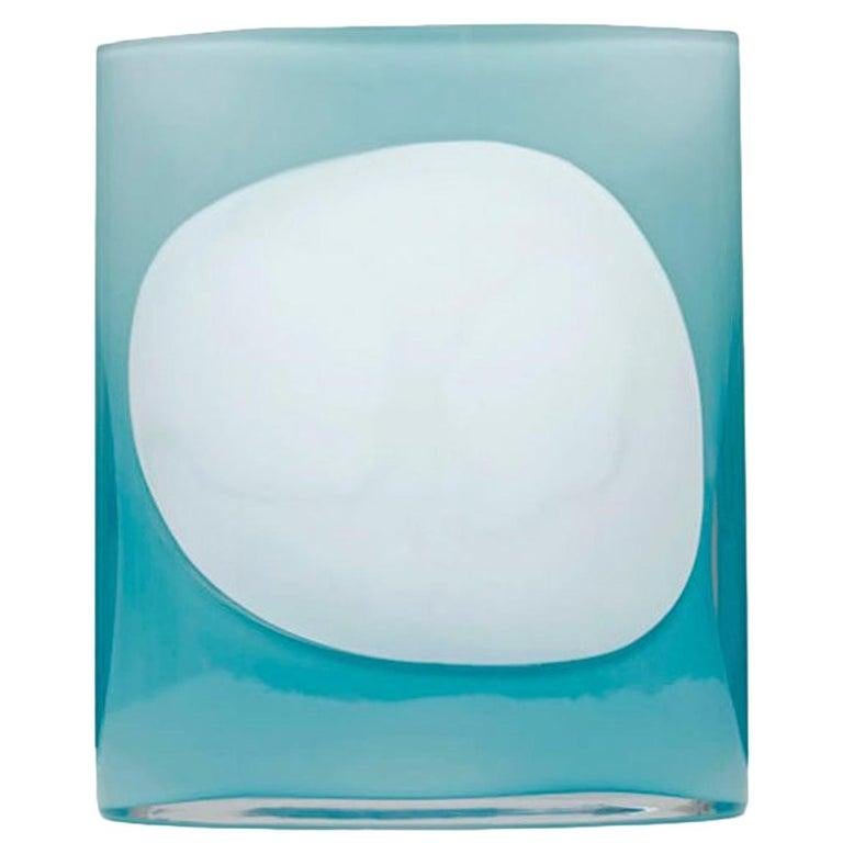 Julie Richoz Pale Blue and cream Hand Blown Glass Vase Mexico Contemporary In New Condition For Sale In Barcelona, ES