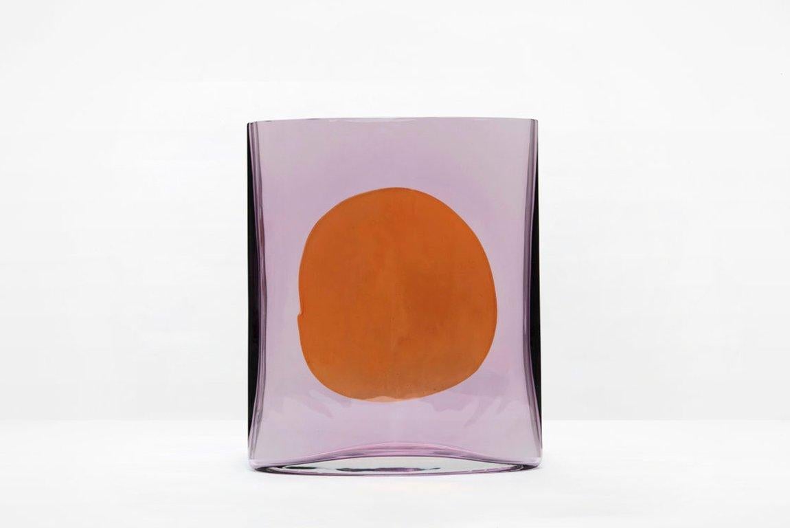 Mexican Amethyst and Orange Glass Hand Blown Vase by Julie Richoz Contemporary Design 