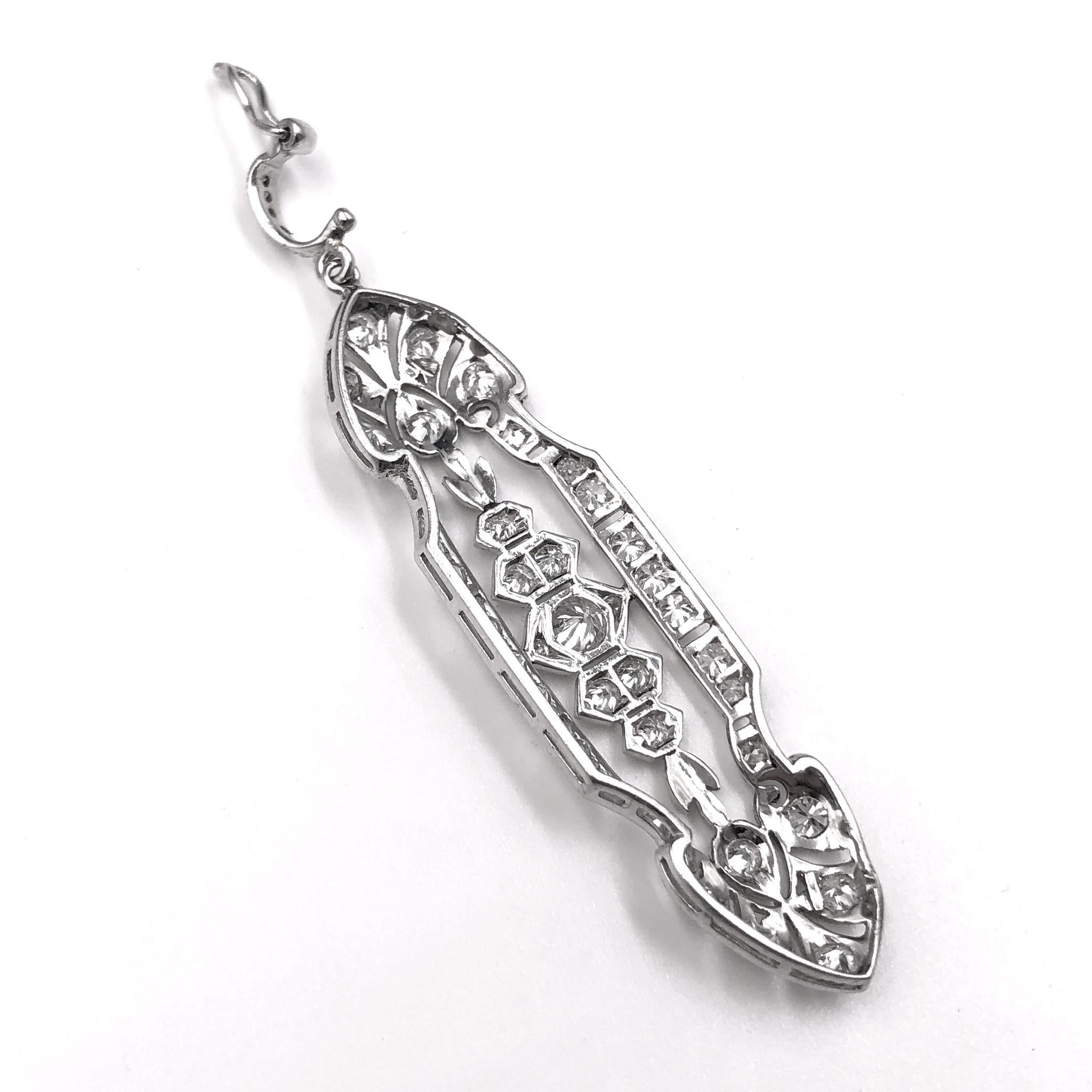 Round Cut Julie Romanenko Art Deco Style Platinum Gold Diamond Long Triple Chain Necklace