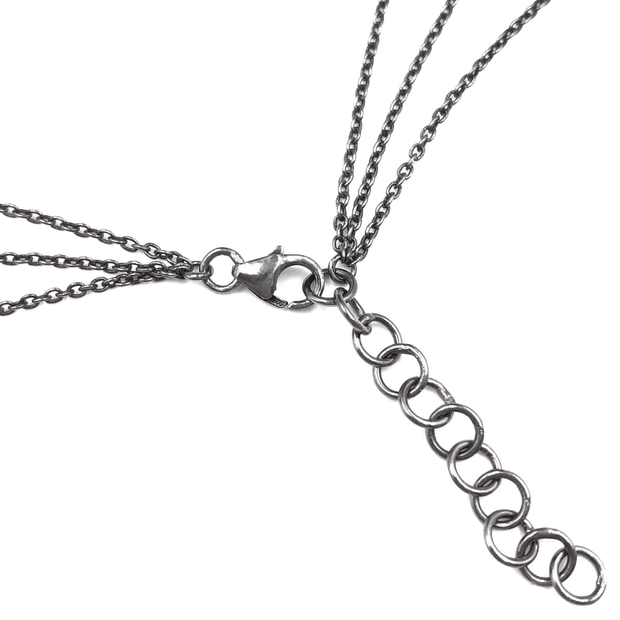 Julie Romanenko Art Deco Style Platinum Gold Diamond Long Triple Chain Necklace In New Condition In Dallas, TX