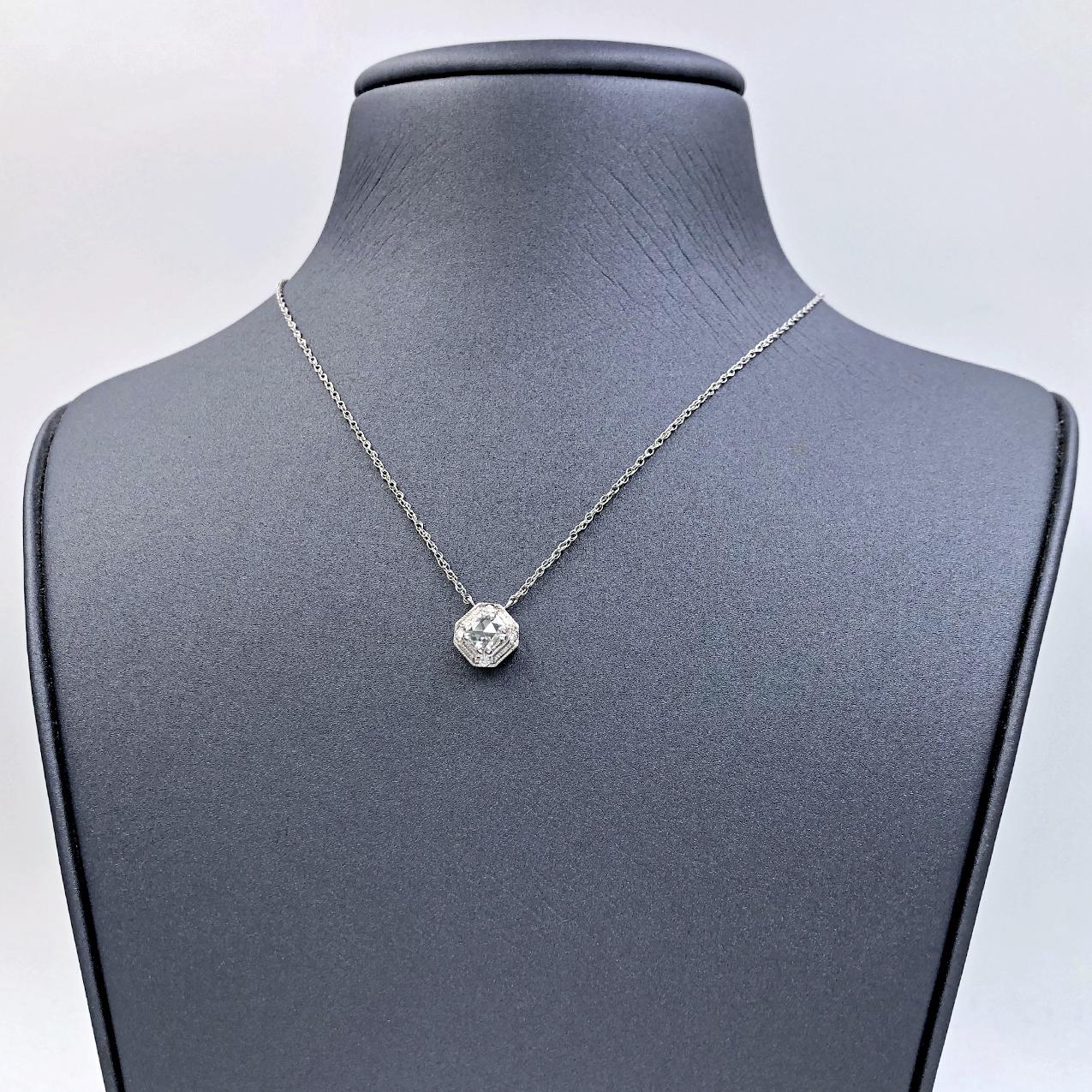 Julie Romanenko Vintage Art Deco Rose-Cut Diamond Gold Pendant Necklace In New Condition In Dallas, TX
