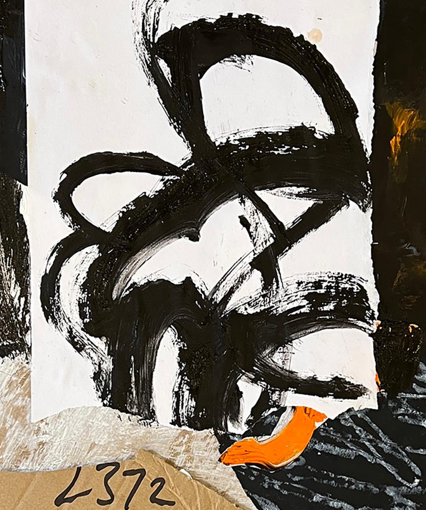 In Residence - Black Abstract Painting by Julie Schumer